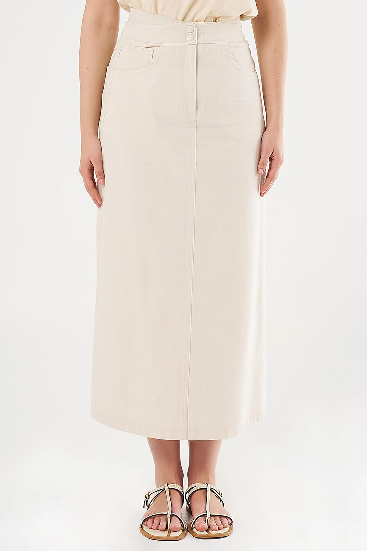 High-Waisted Canvas Skirt Cream