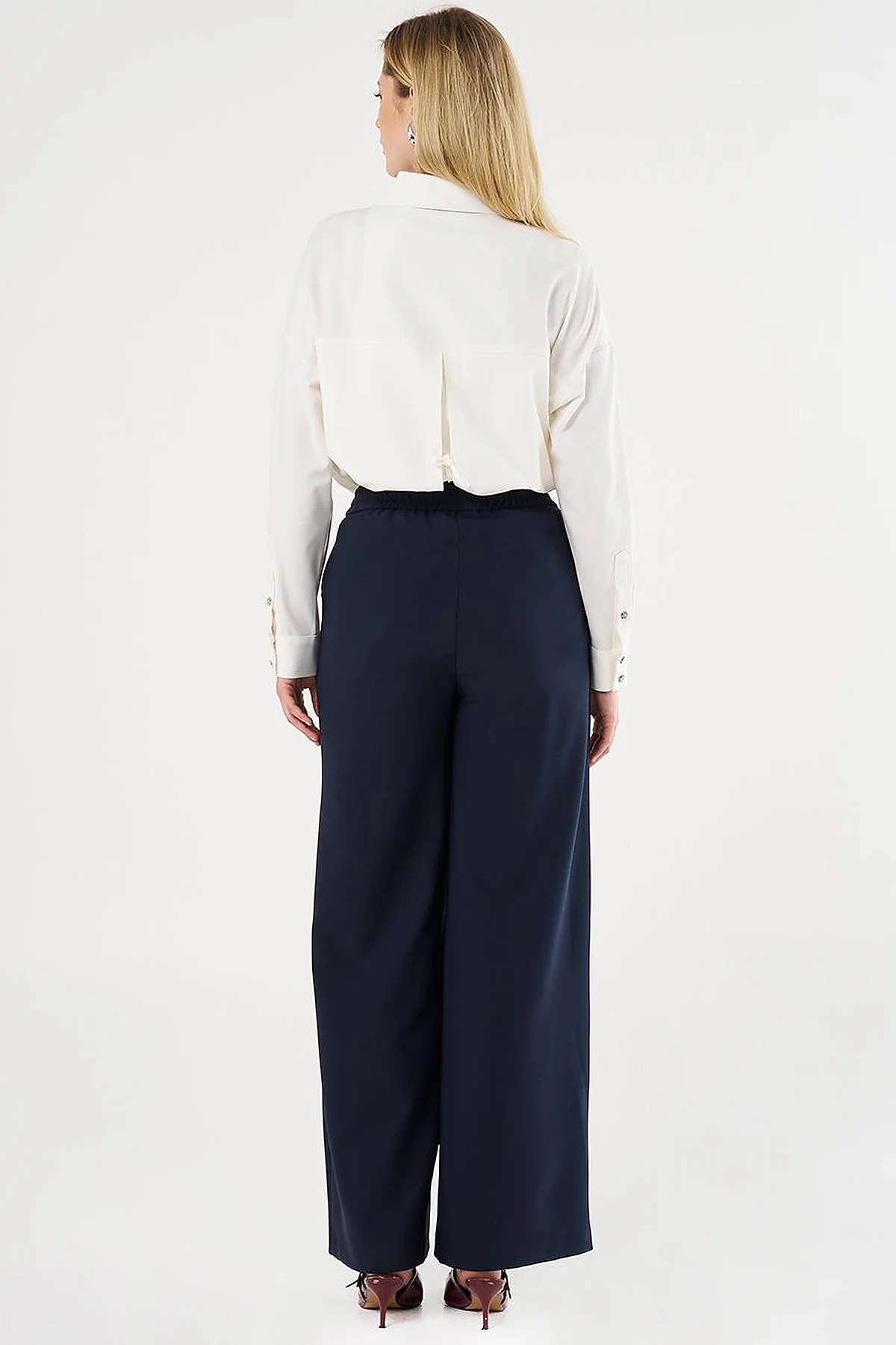 Wide-Leg Classic Trousers Dark Navy