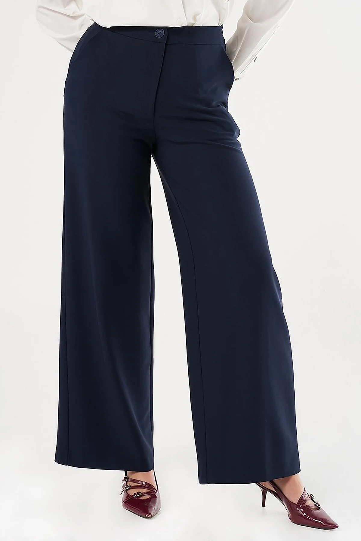 Wide-Leg Classic Trousers Dark Navy