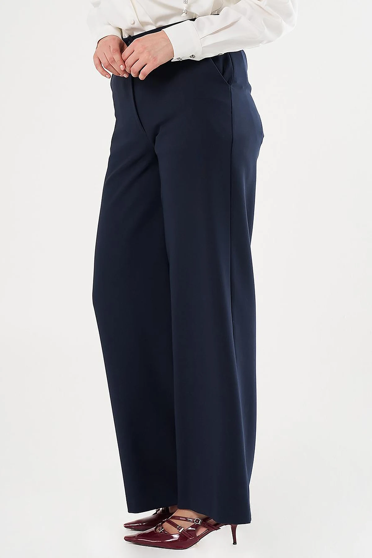 Wide-Leg Classic Trousers Dark Navy