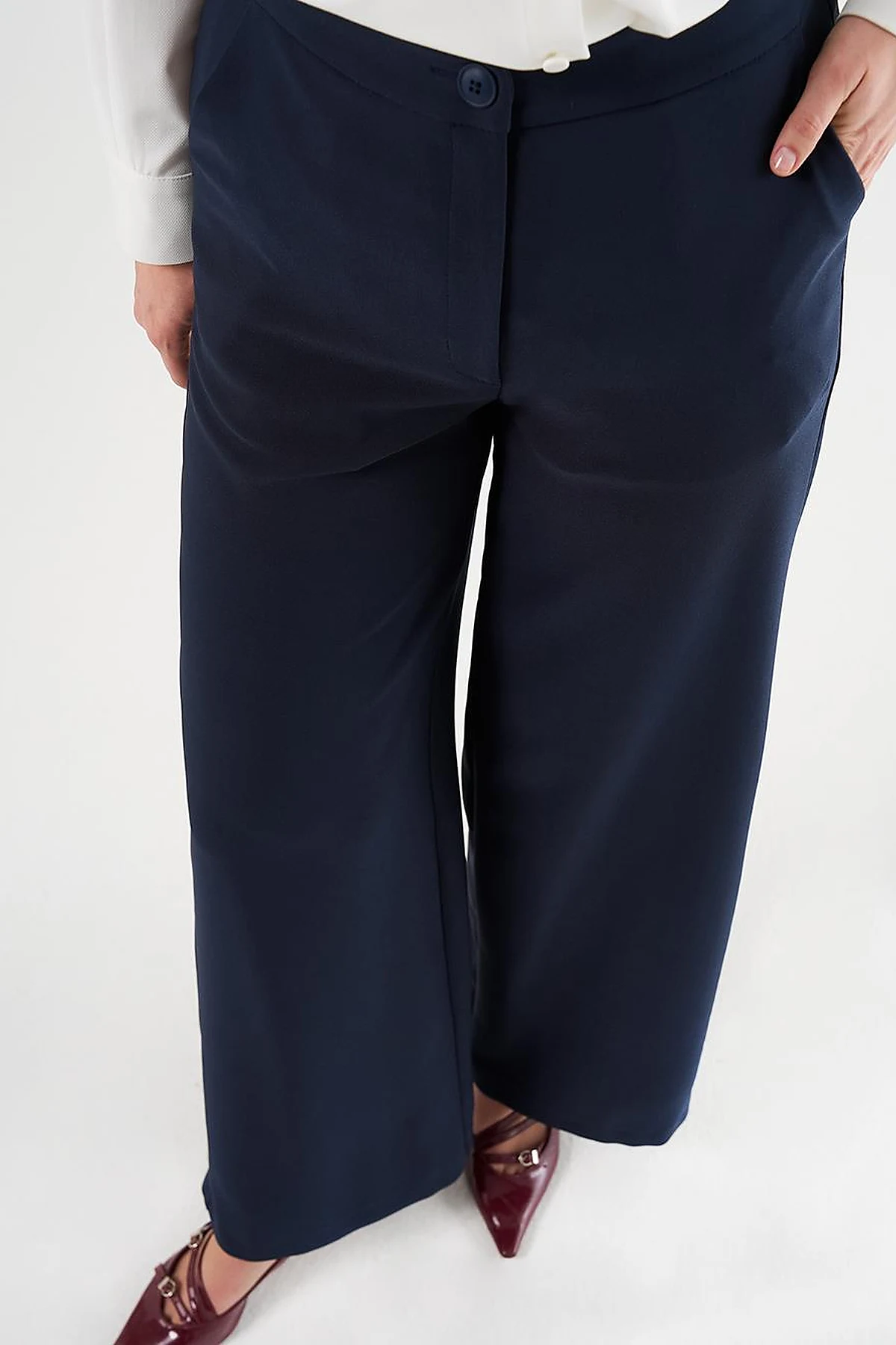 Wide-Leg Classic Trousers Dark Navy