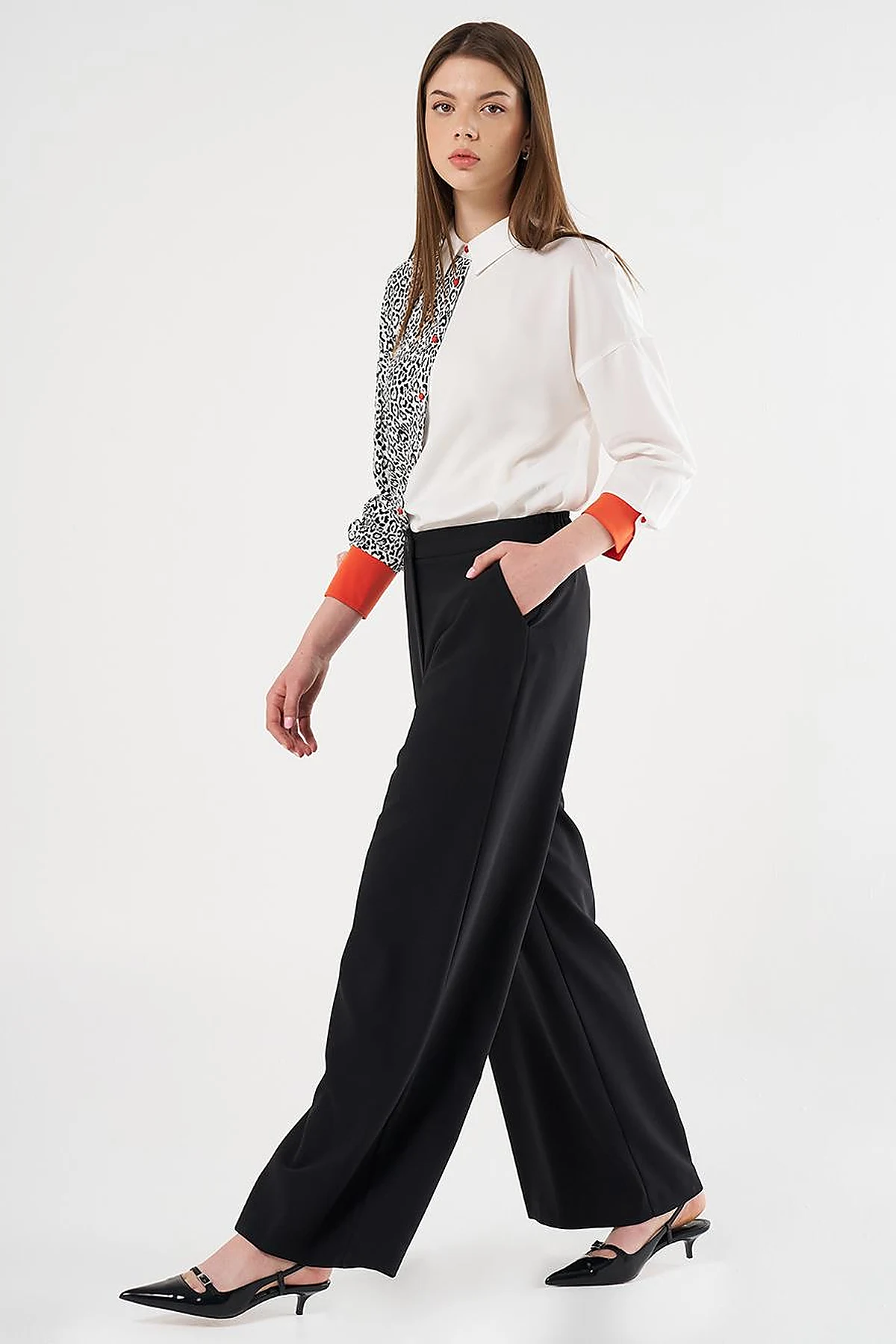 Wide-Leg Classic Trousers Black