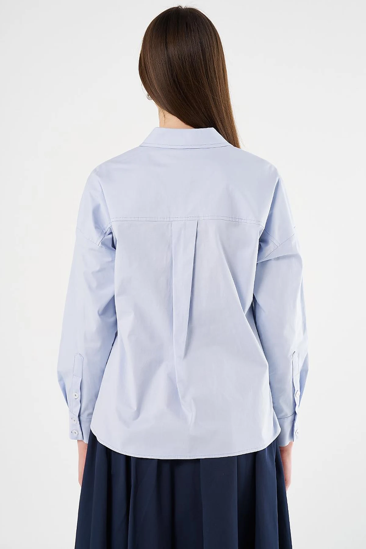 Hotfix-Printed Cotton Blouse Blue