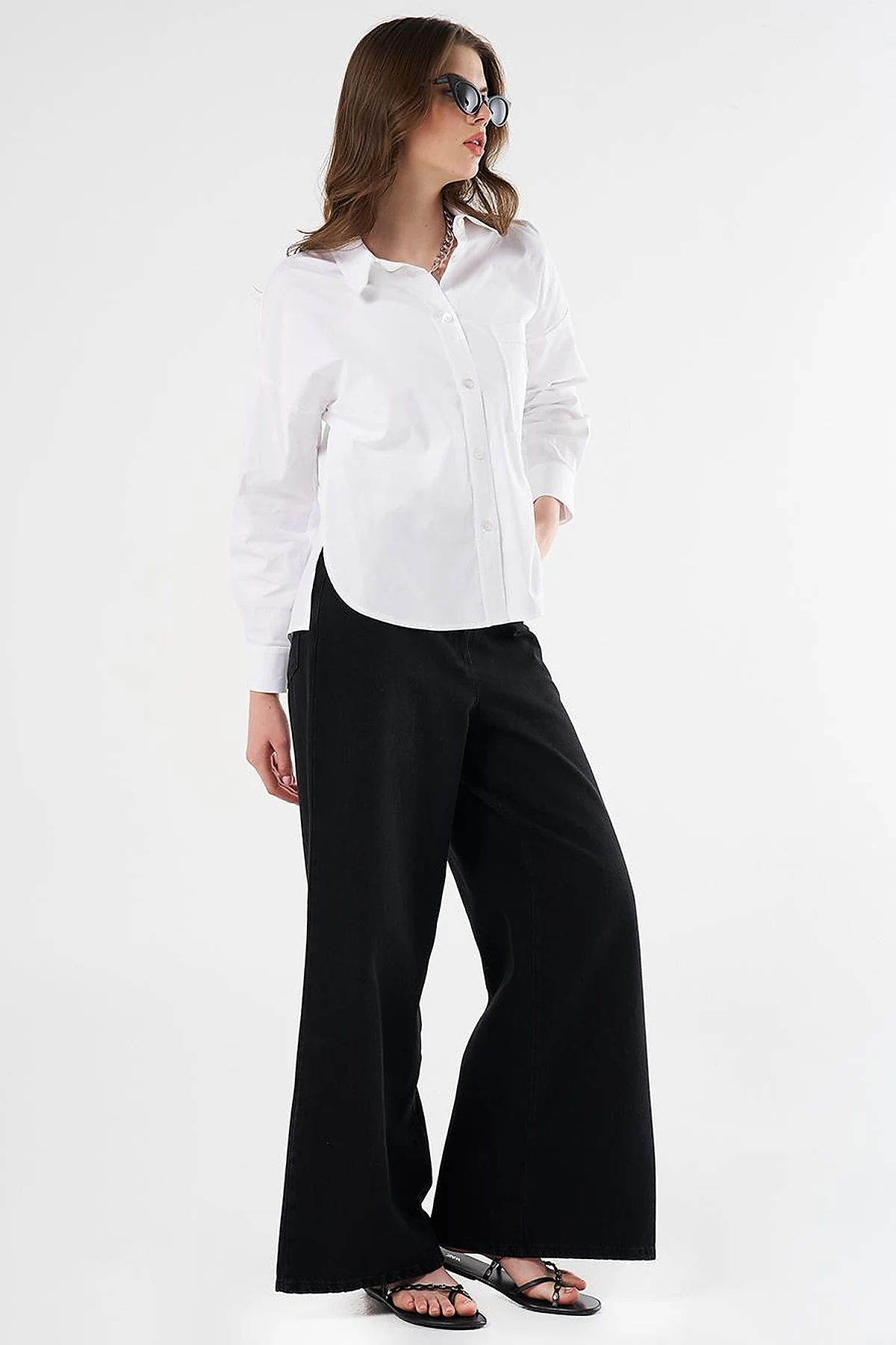 Hotfix-Printed Cotton Blouse Optical White