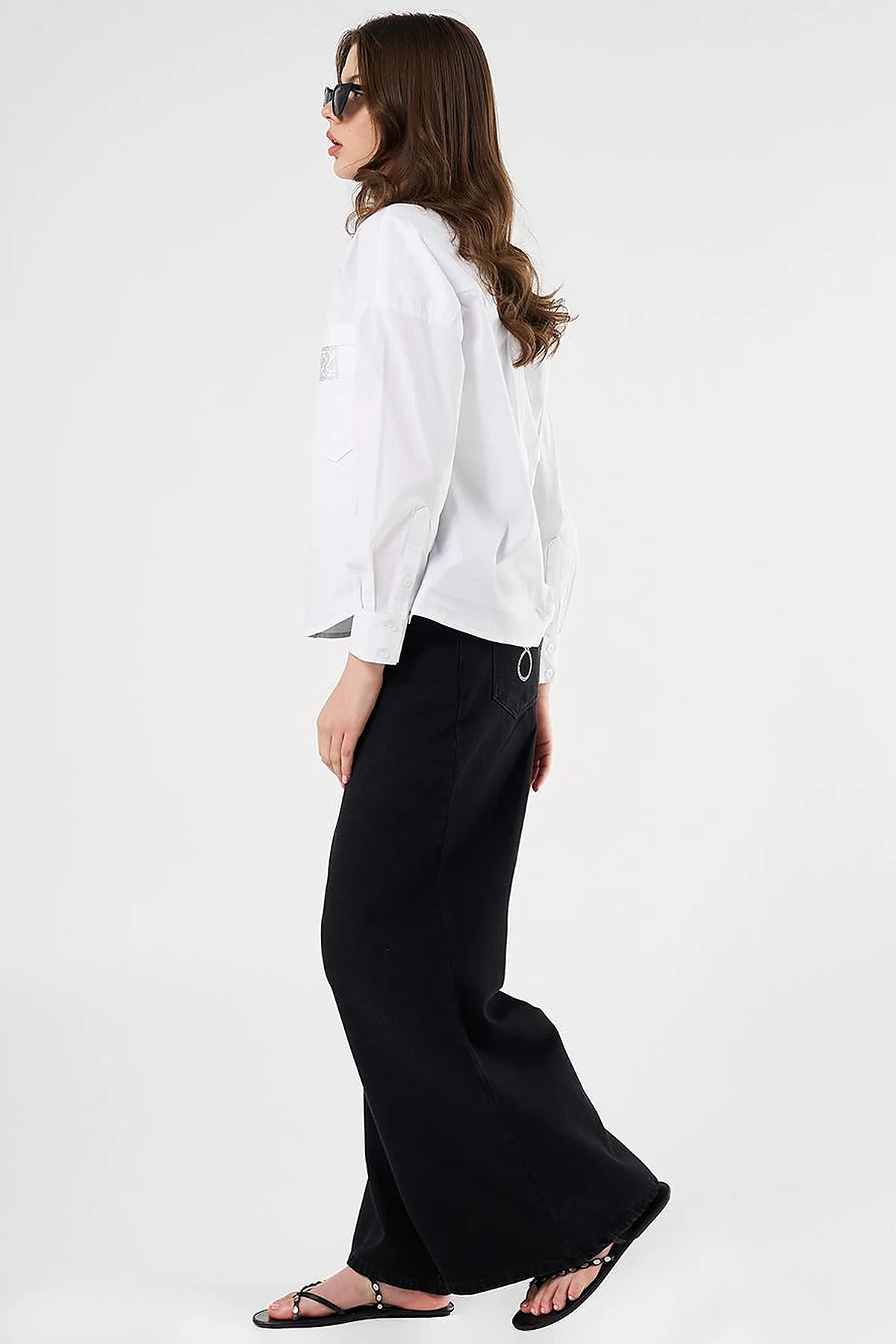 Hotfix-Printed Cotton Blouse Optical White