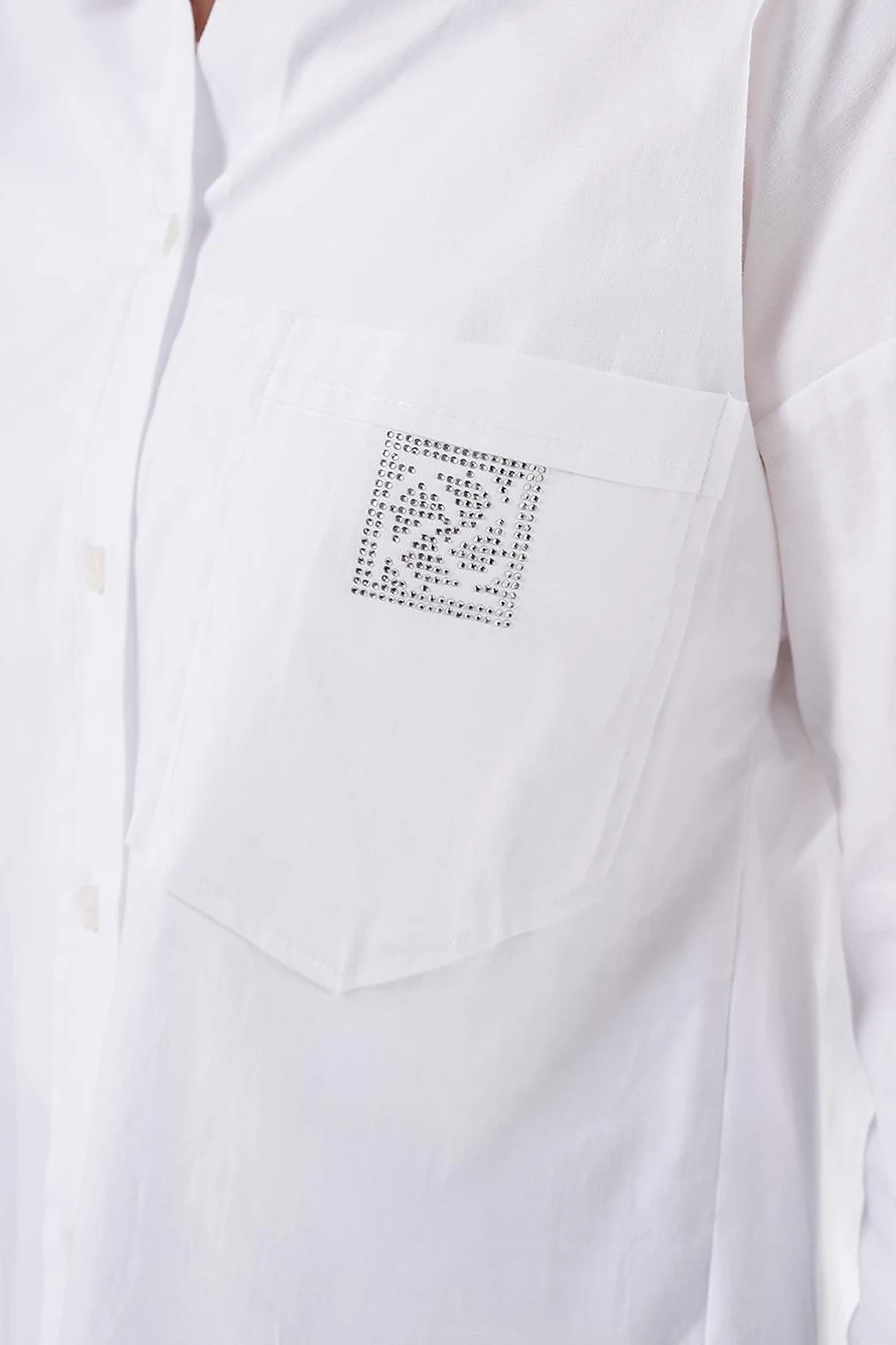 Hotfix-Printed Cotton Blouse Optical White