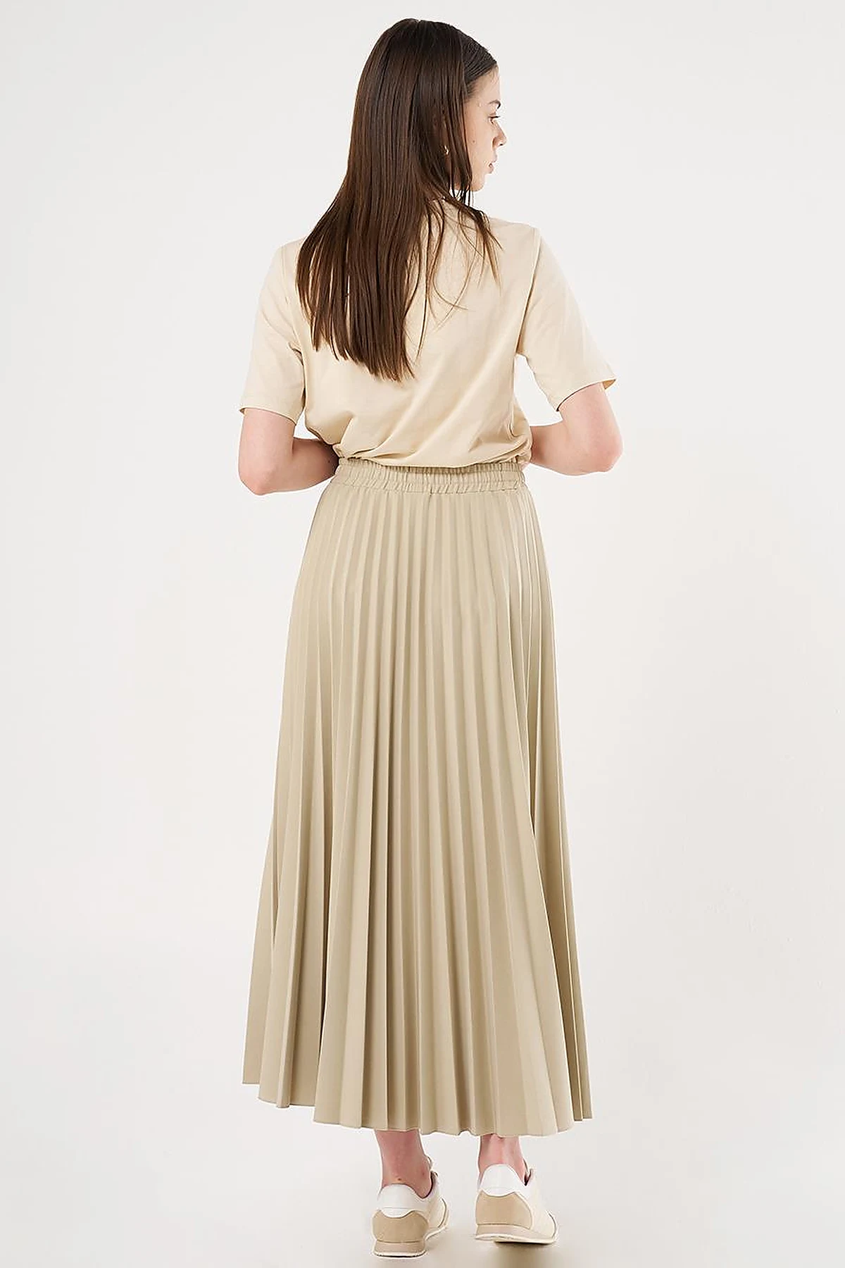 High-Waisted Pleated Skirt Moss Green