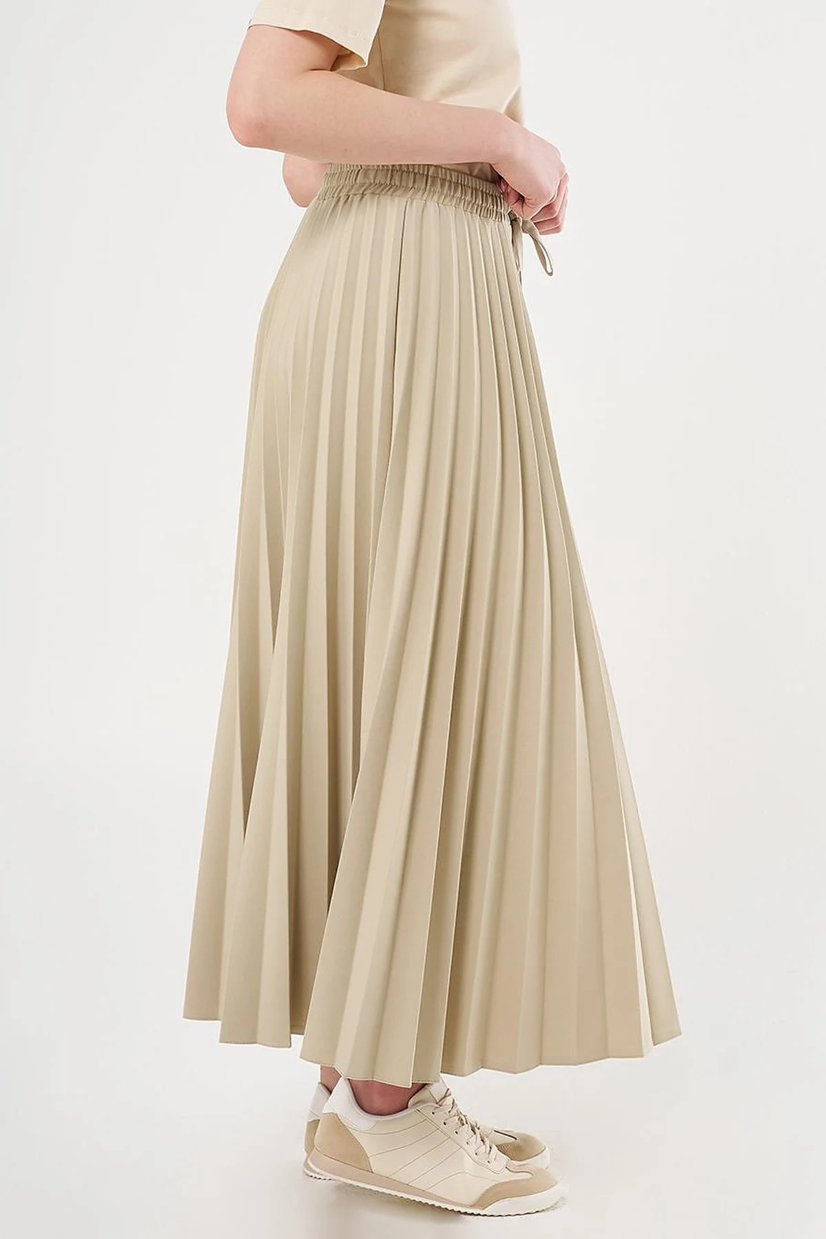 High-Waisted Pleated Skirt Moss Green