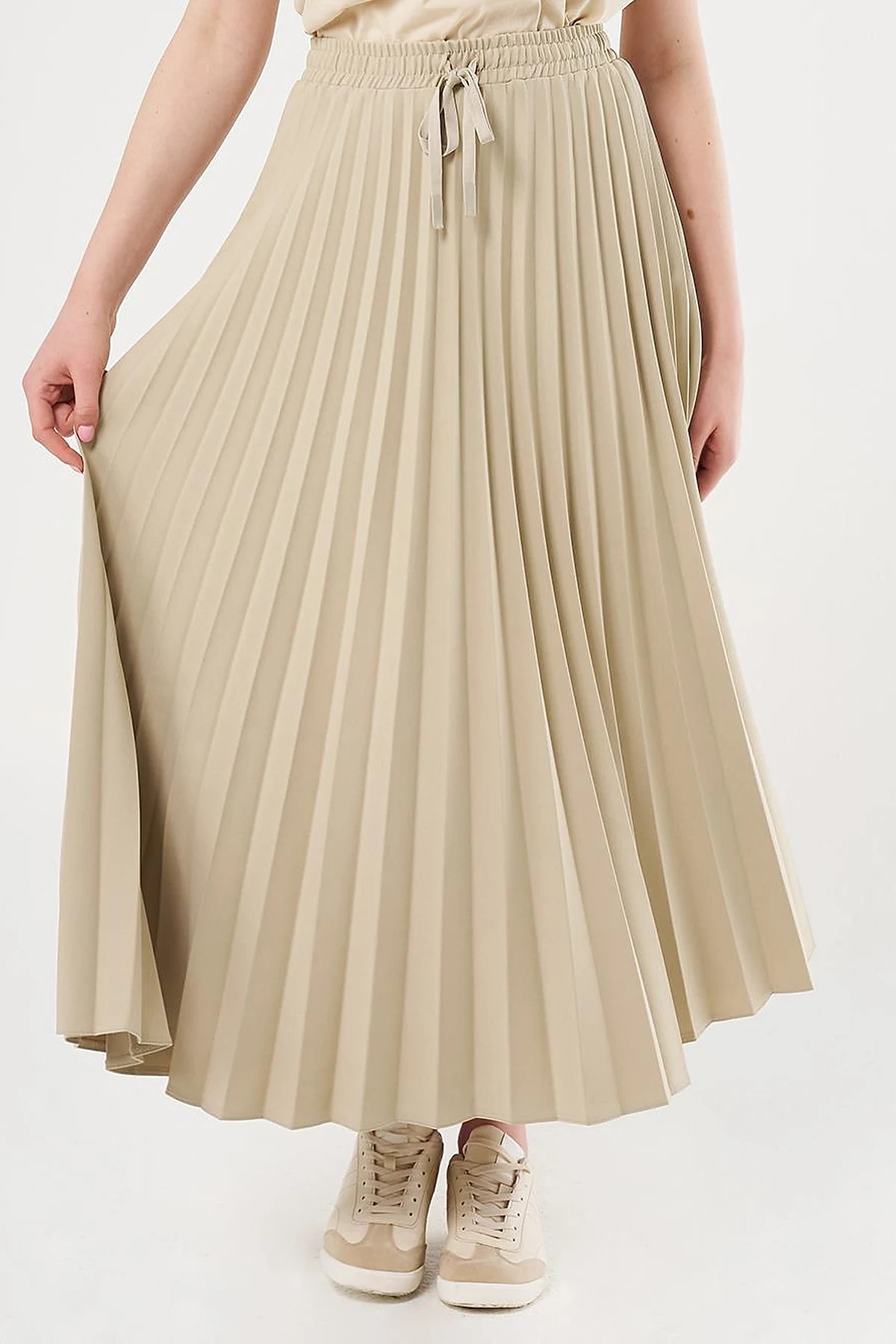 High-Waisted Pleated Skirt Moss Green