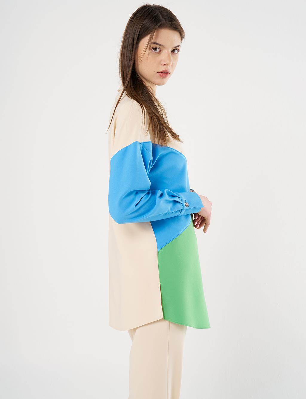 Color-Blocked Tunic Cream