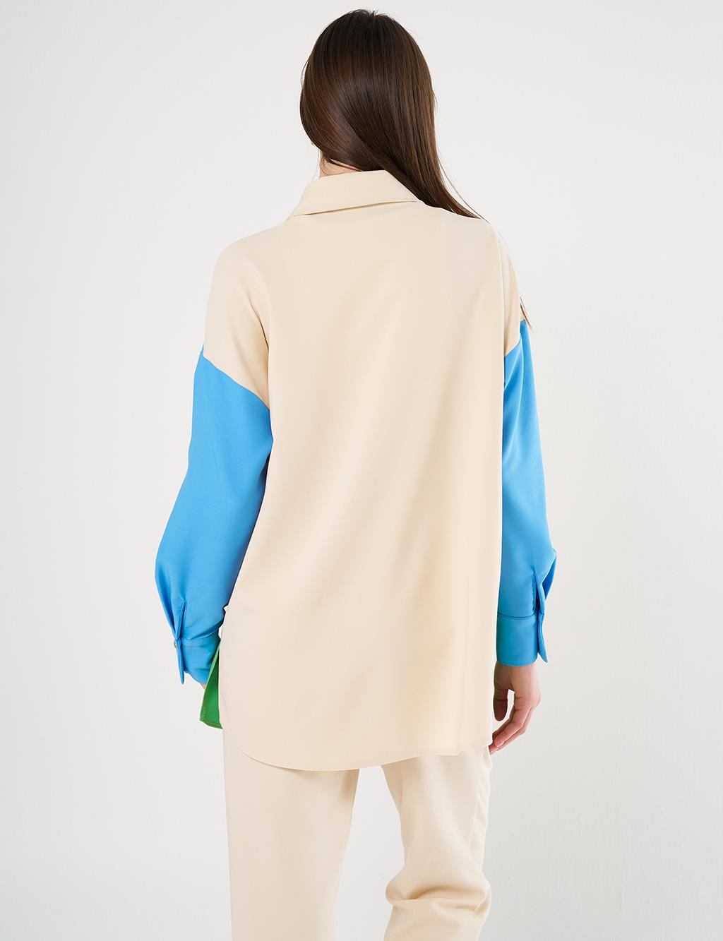 Color-Blocked Tunic Cream