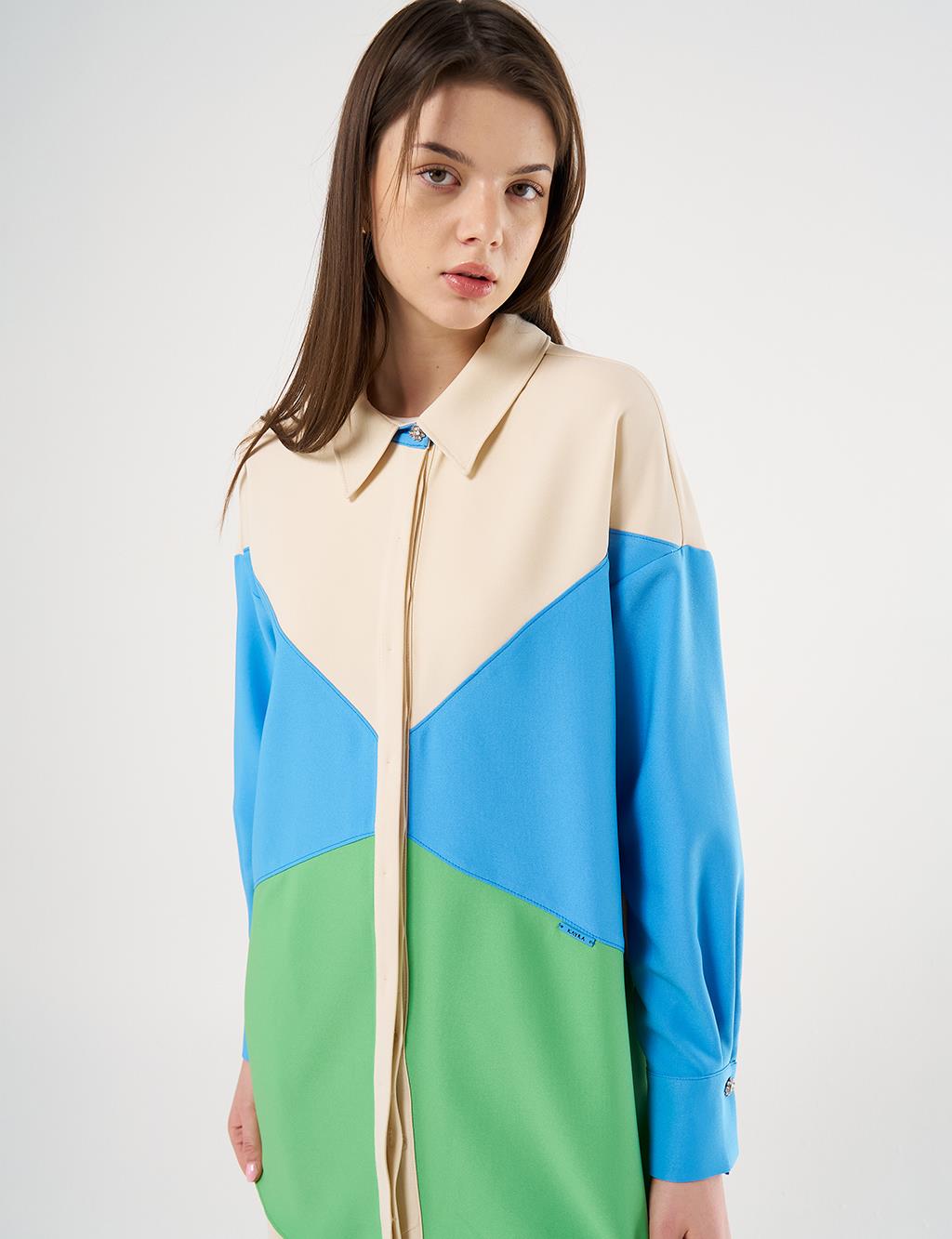 Color-Blocked Tunic Cream