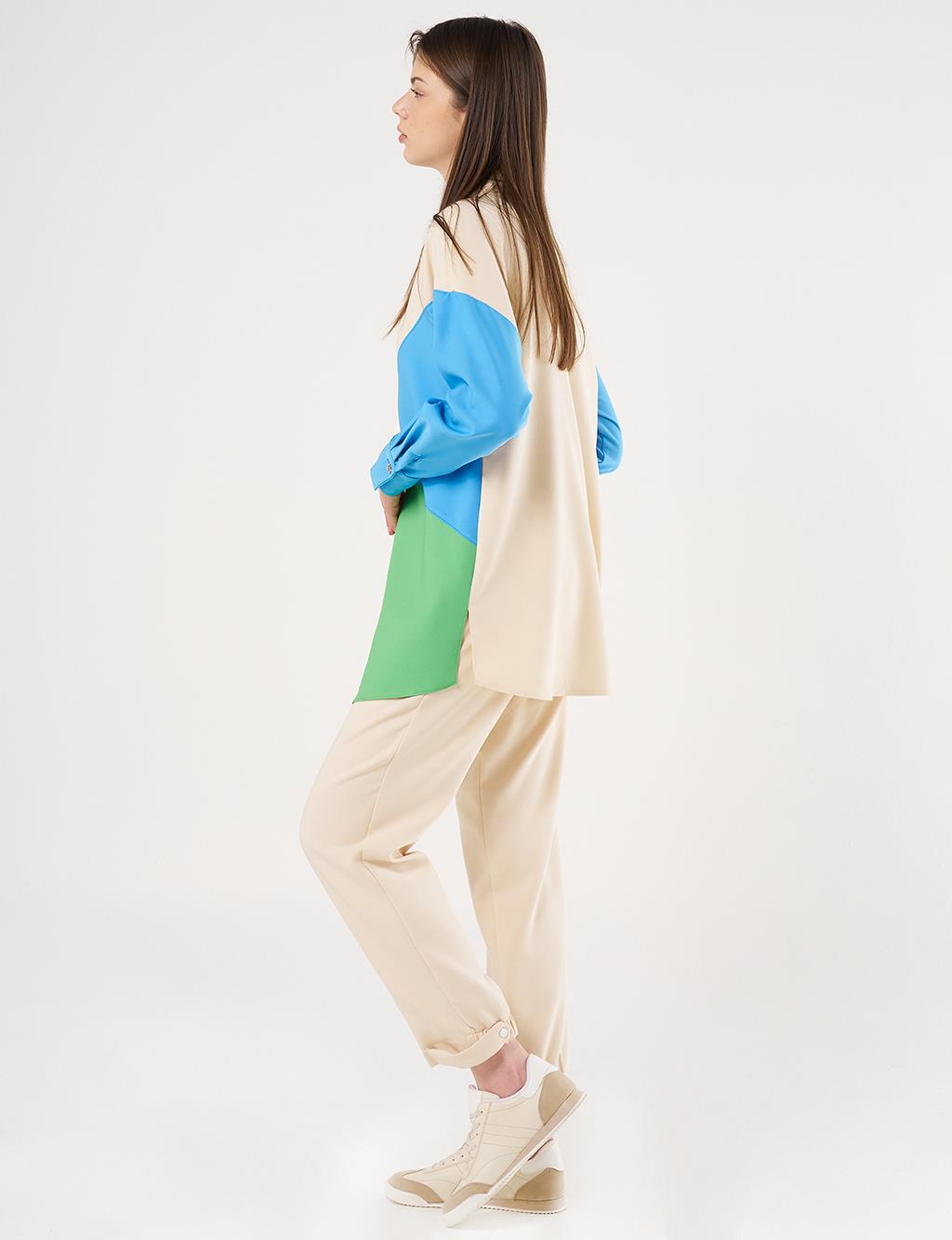 Color-Blocked Tunic Cream