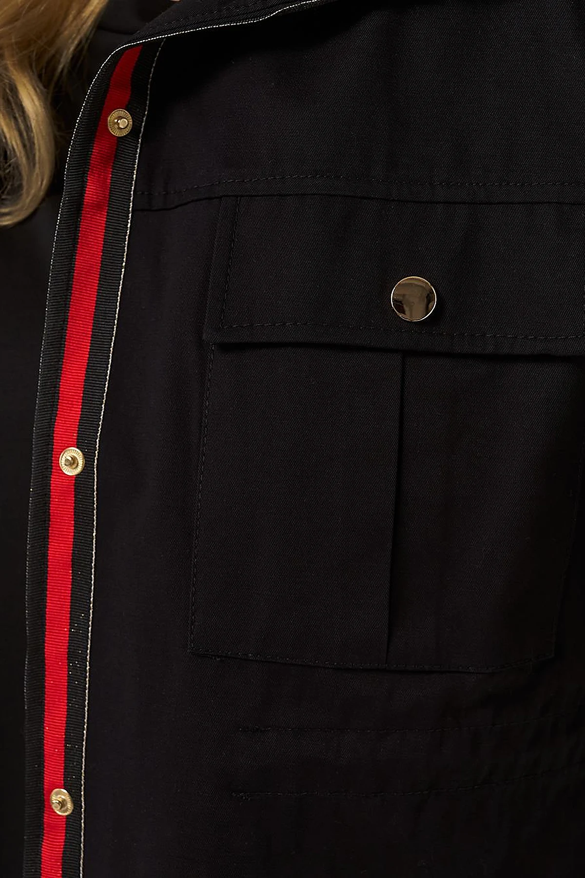 Elasticated Waist High Collar Jacket Black
