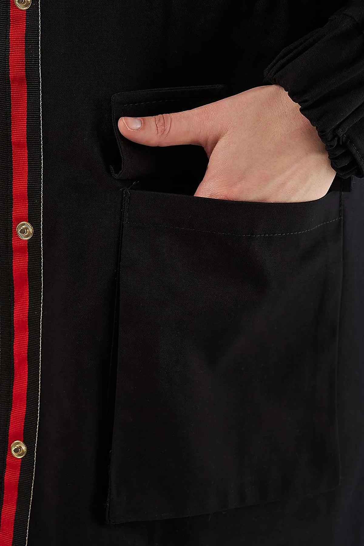 Elasticated Waist High Collar Jacket Black