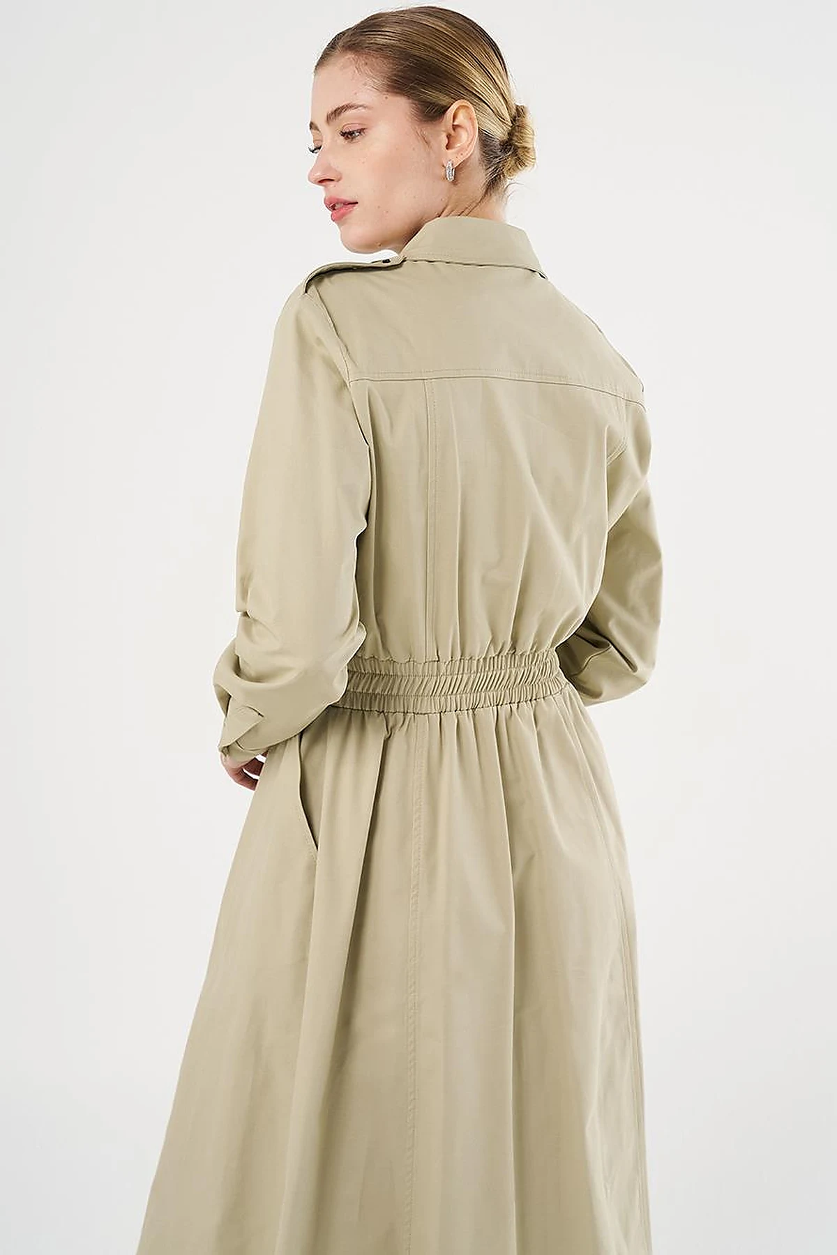 Elasticated Waist Maxi Dress Moss Green