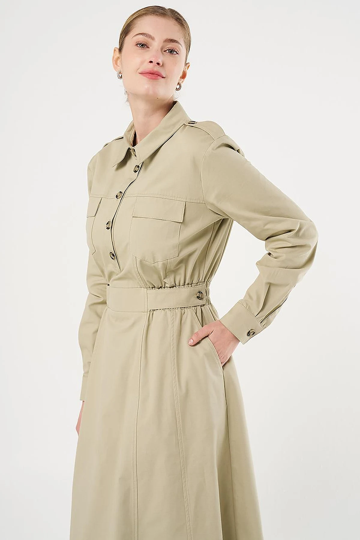 Elasticated Waist Maxi Dress Moss Green