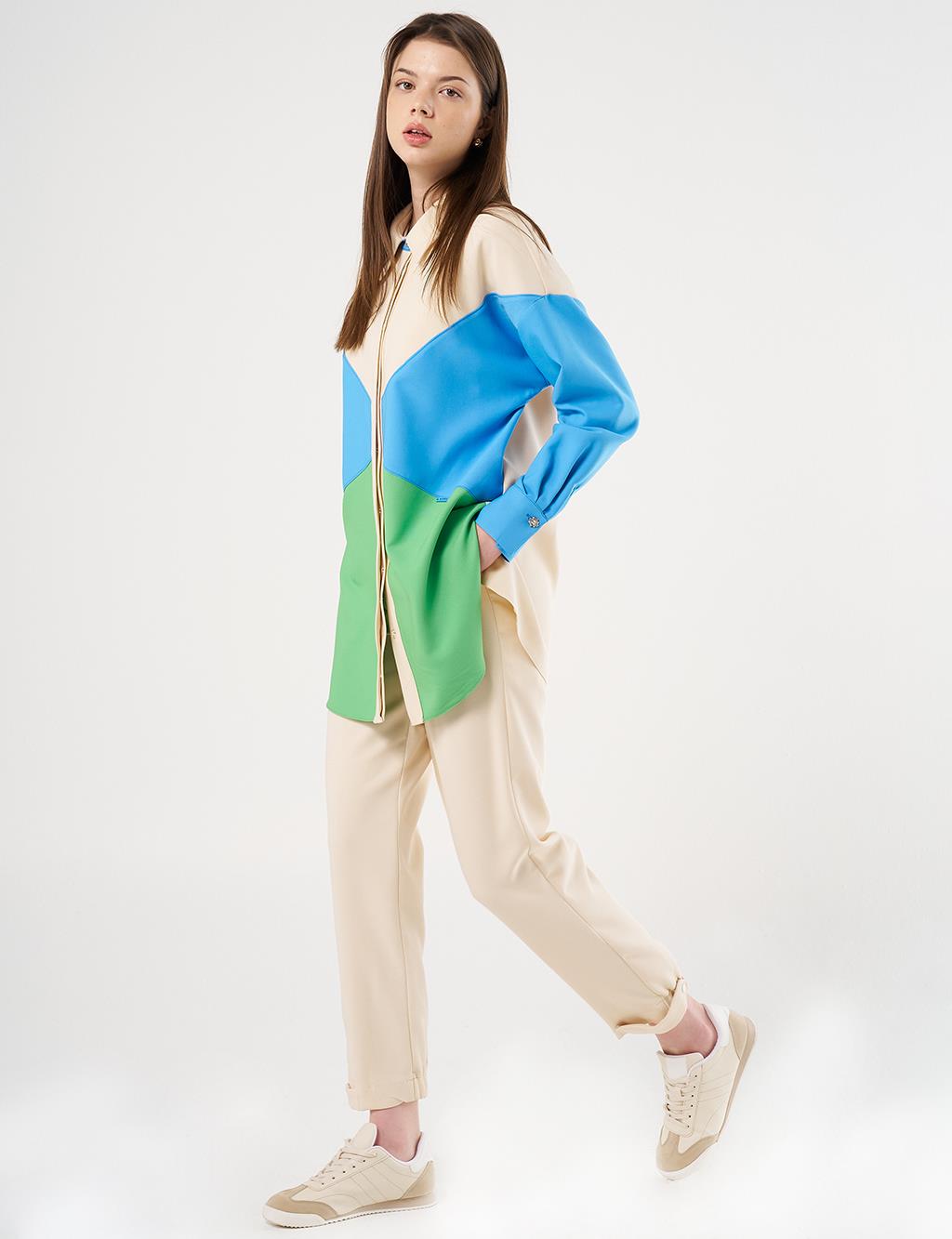 Color-Blocked Tunic Cream