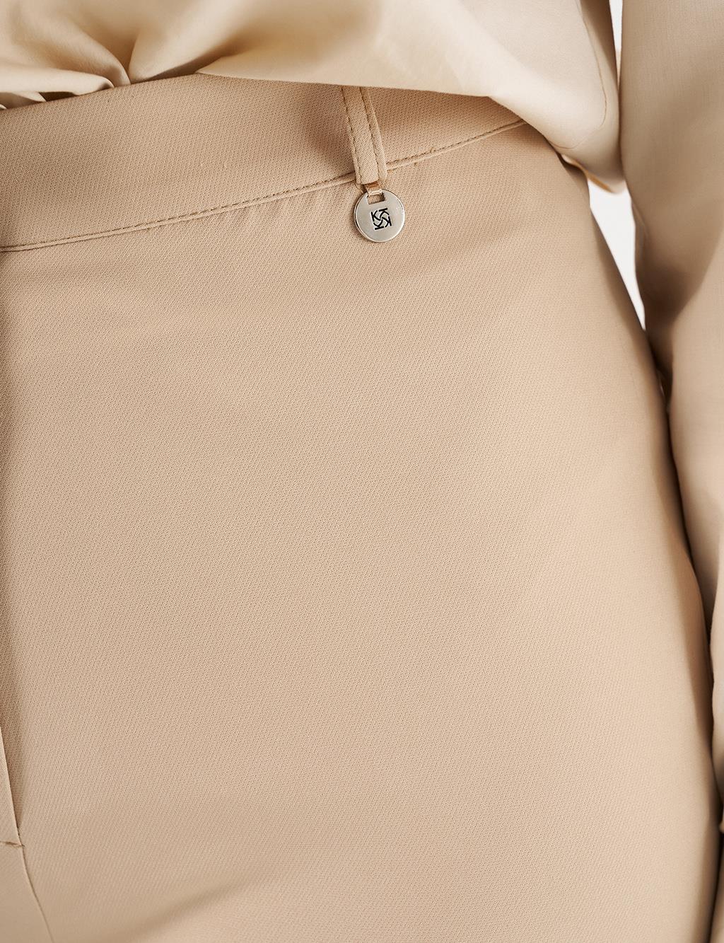 High-Waist Basic Pants Beige 