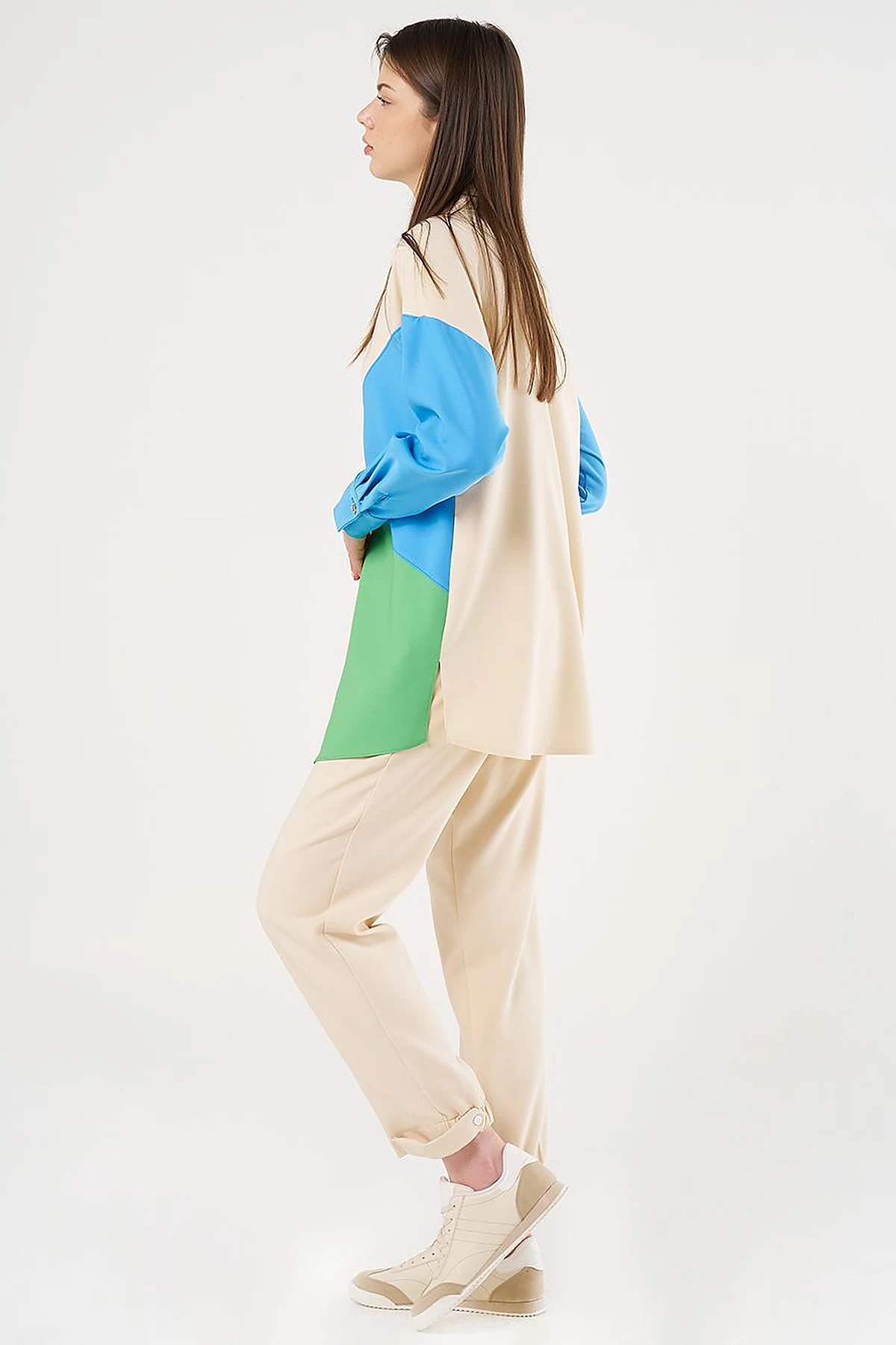 Color-Blocked Tunic Cream