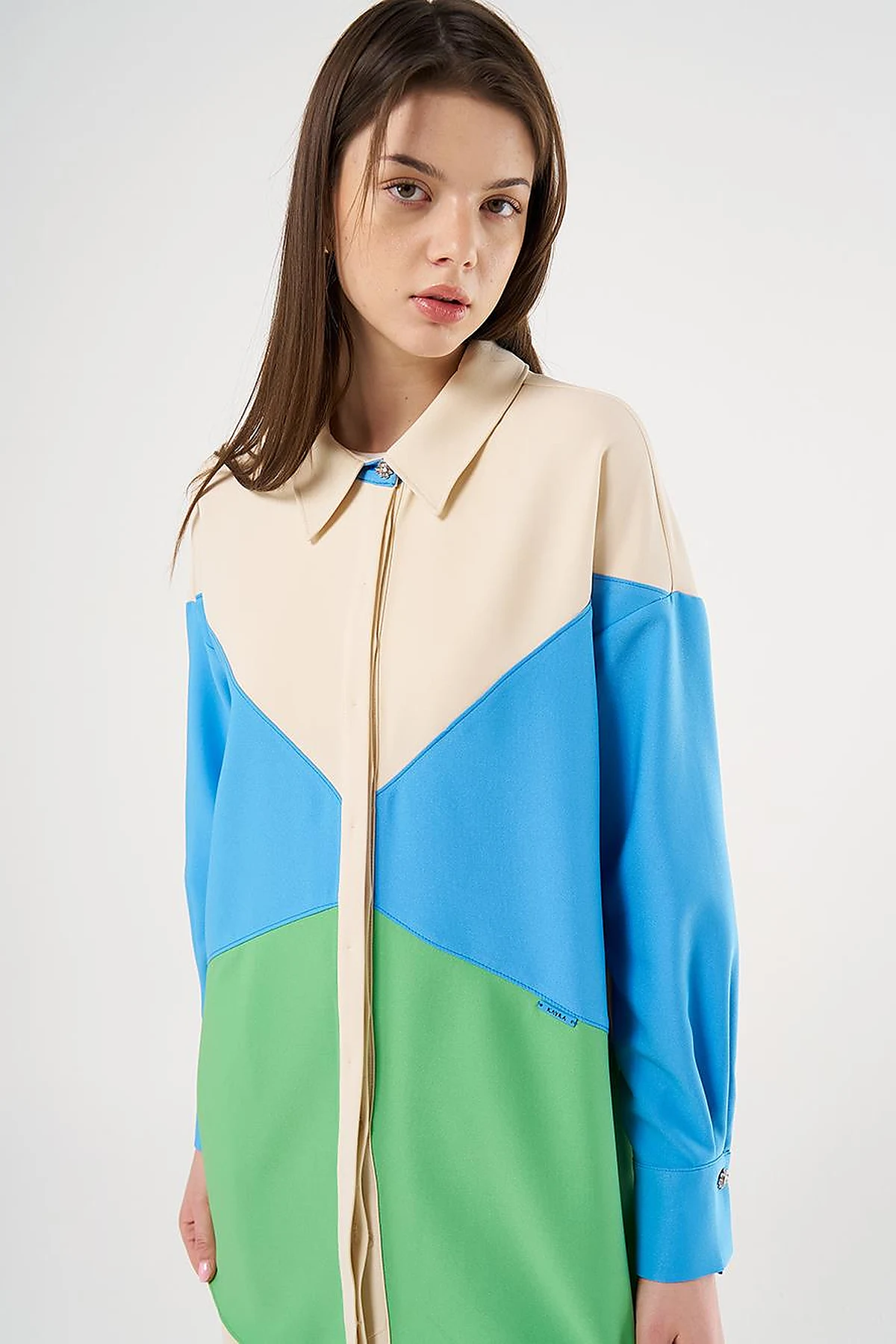 Color-Blocked Tunic Cream
