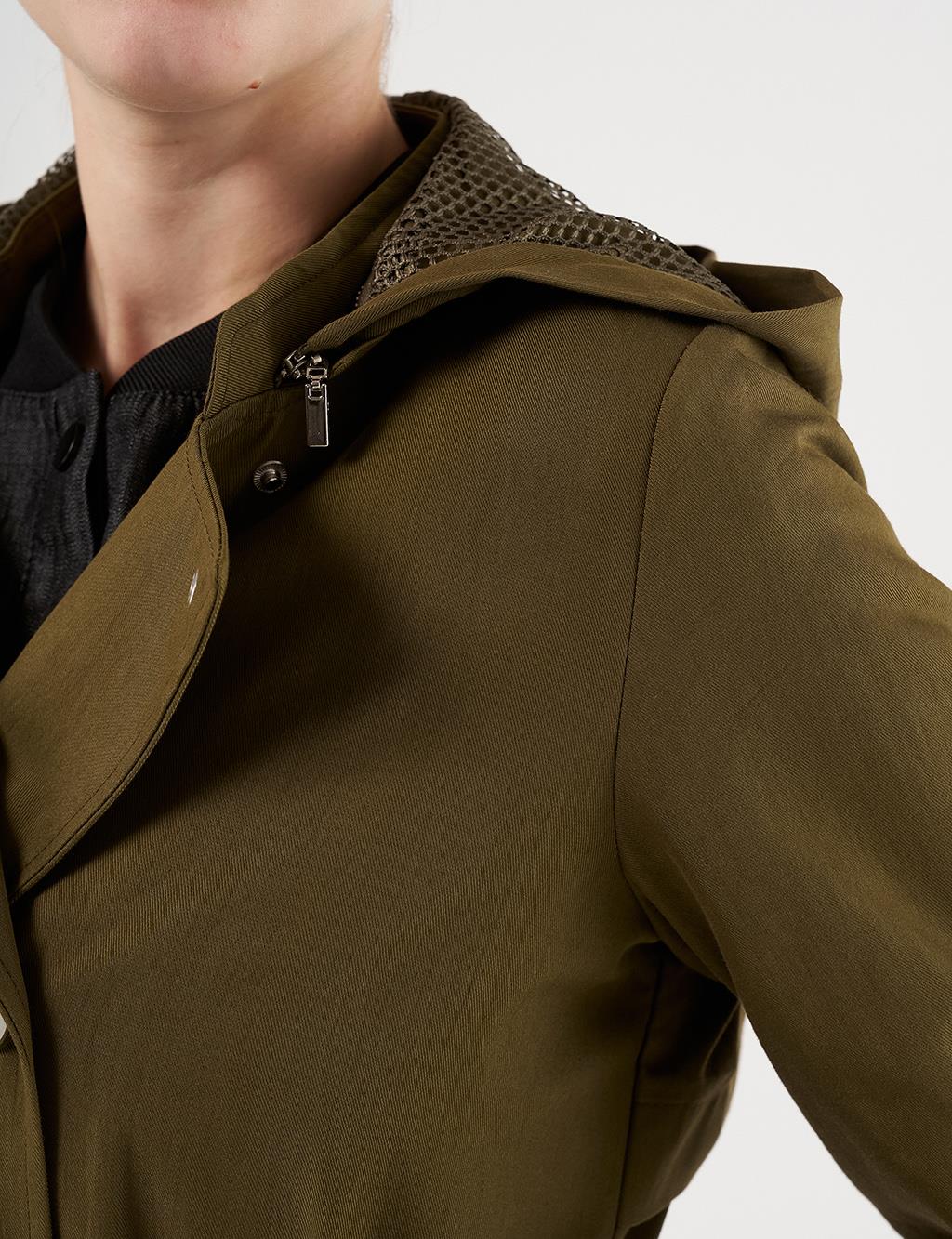 Belted Long Trench Coat Khaki