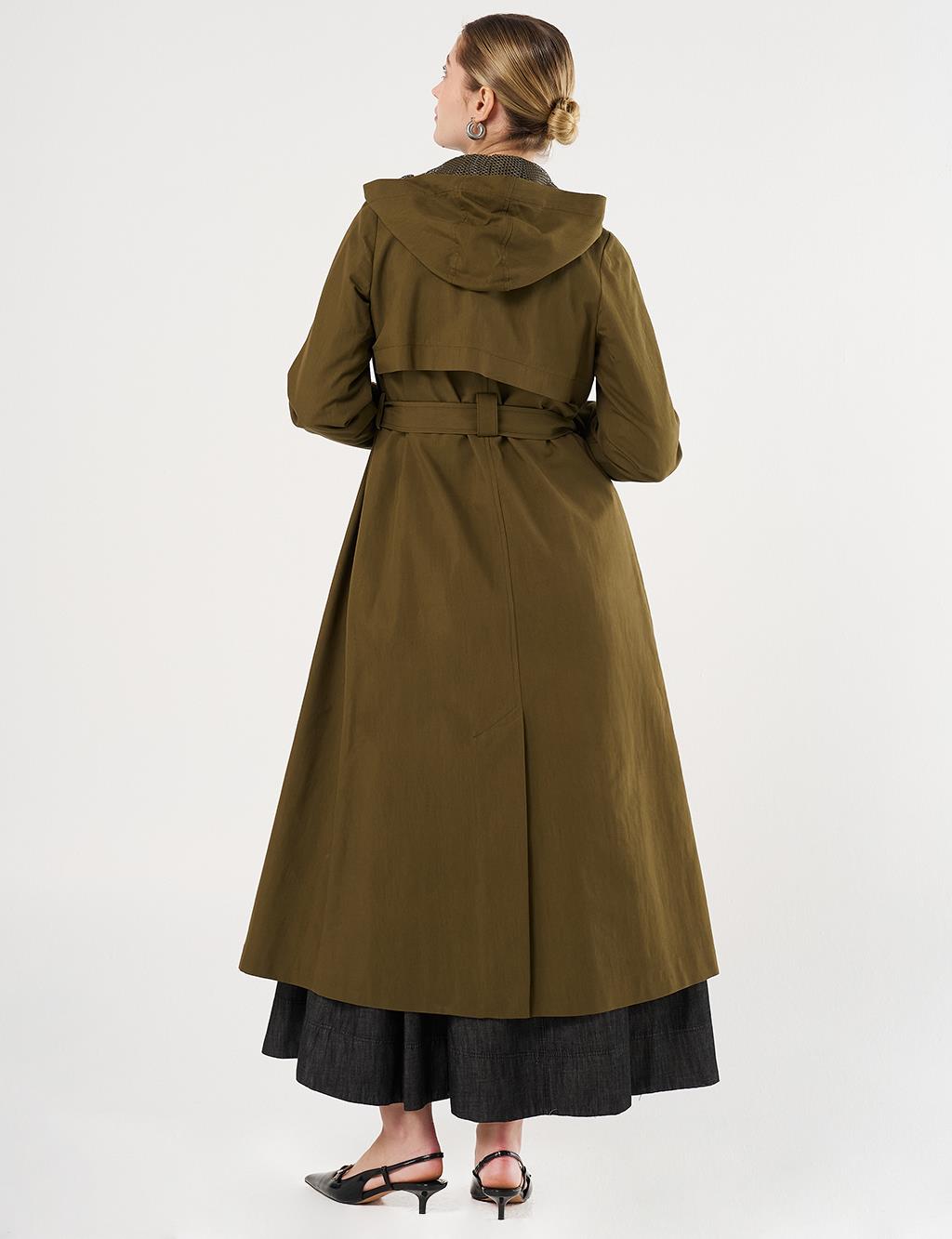 Belted Long Trench Coat Khaki