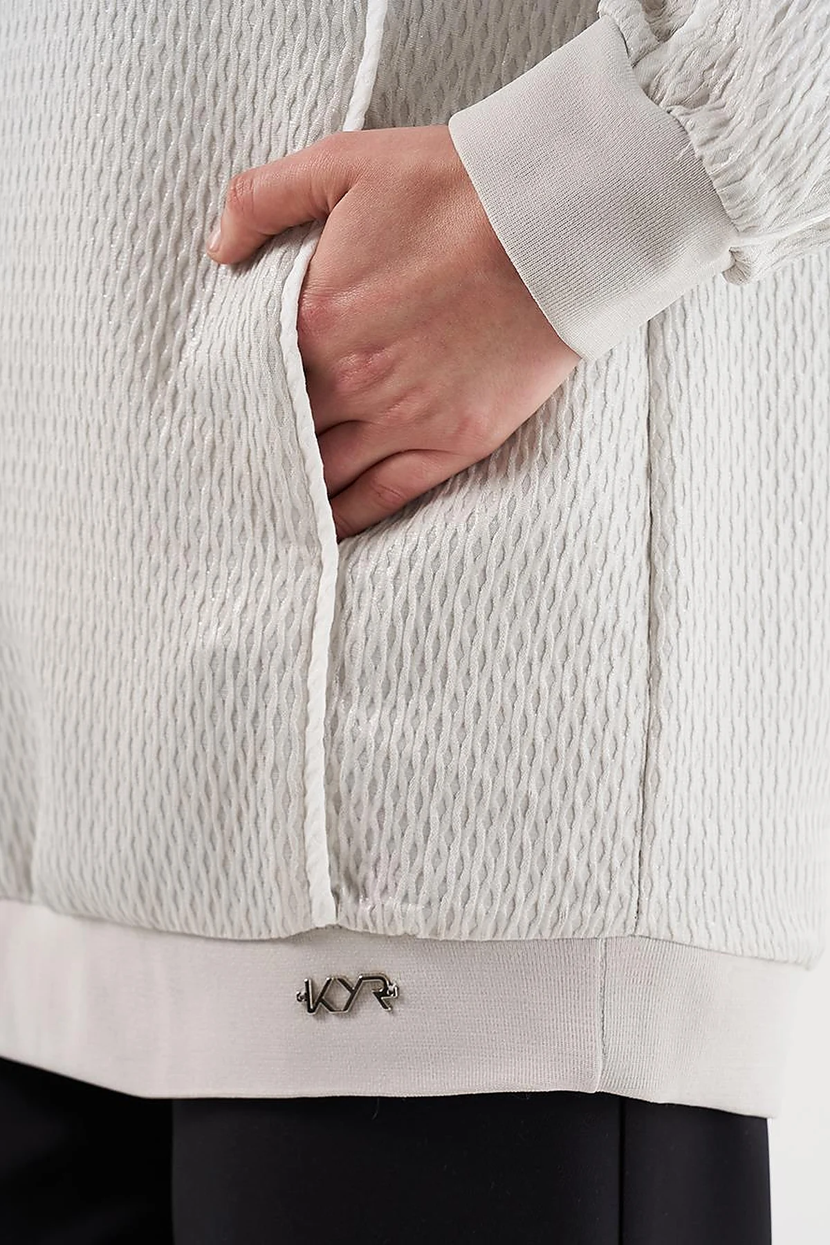 Düşük Omuz Gofreli Sweatshirt Gri 