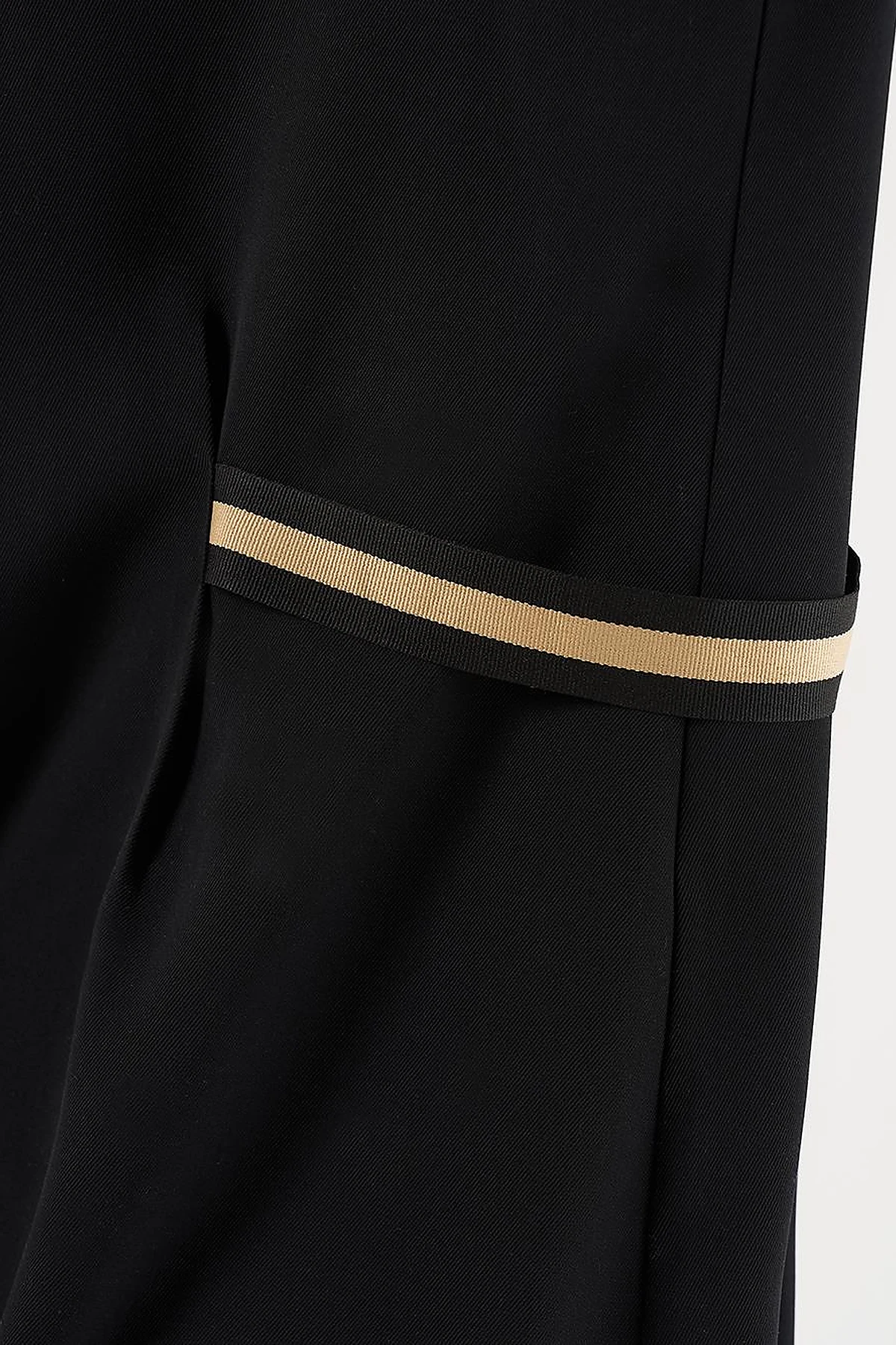 Grosgrain Tie Shirt Collar Tunic Black