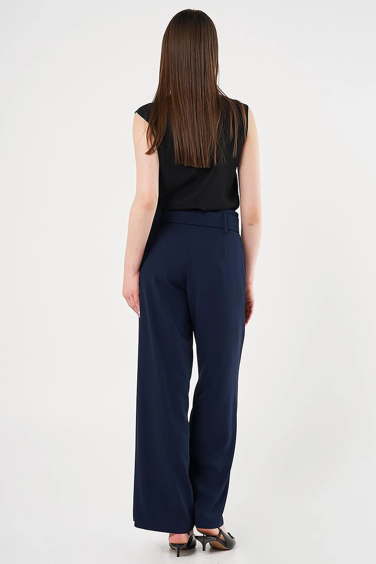 Belted Classic Pants Dark Navy