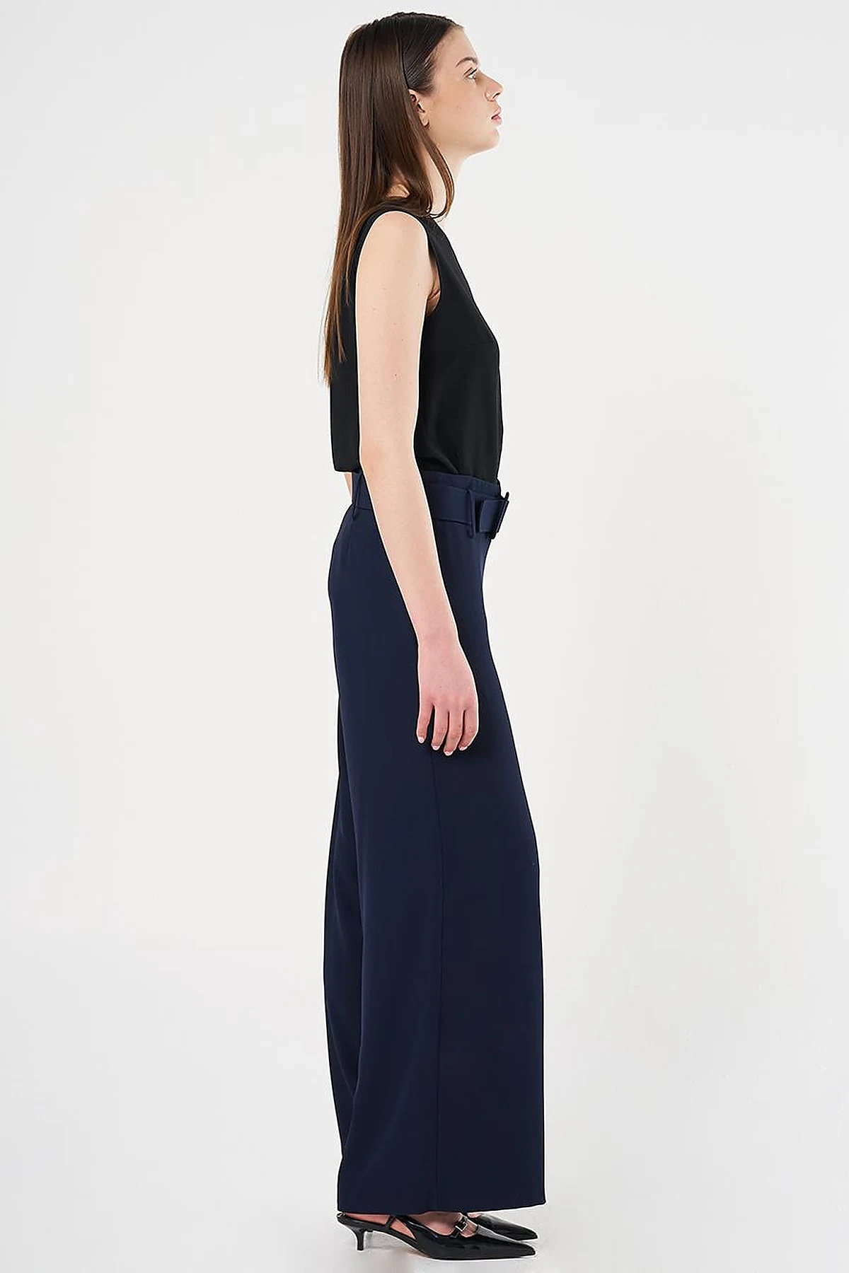 Belted Classic Pants Dark Navy