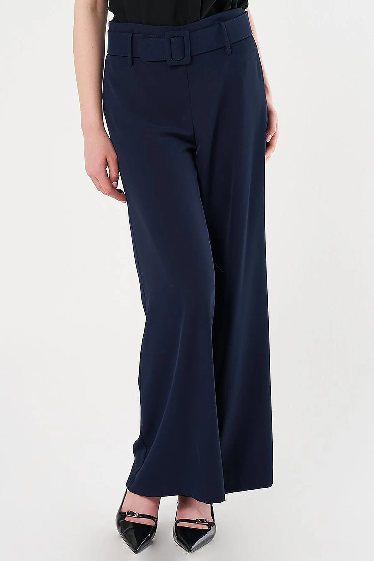 Belted Classic Pants Dark Navy