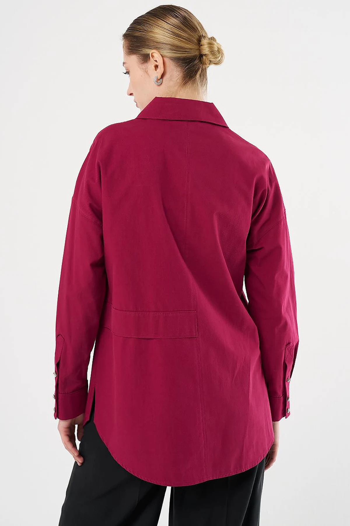 Chain-Detail Cotton Tunic Cherry