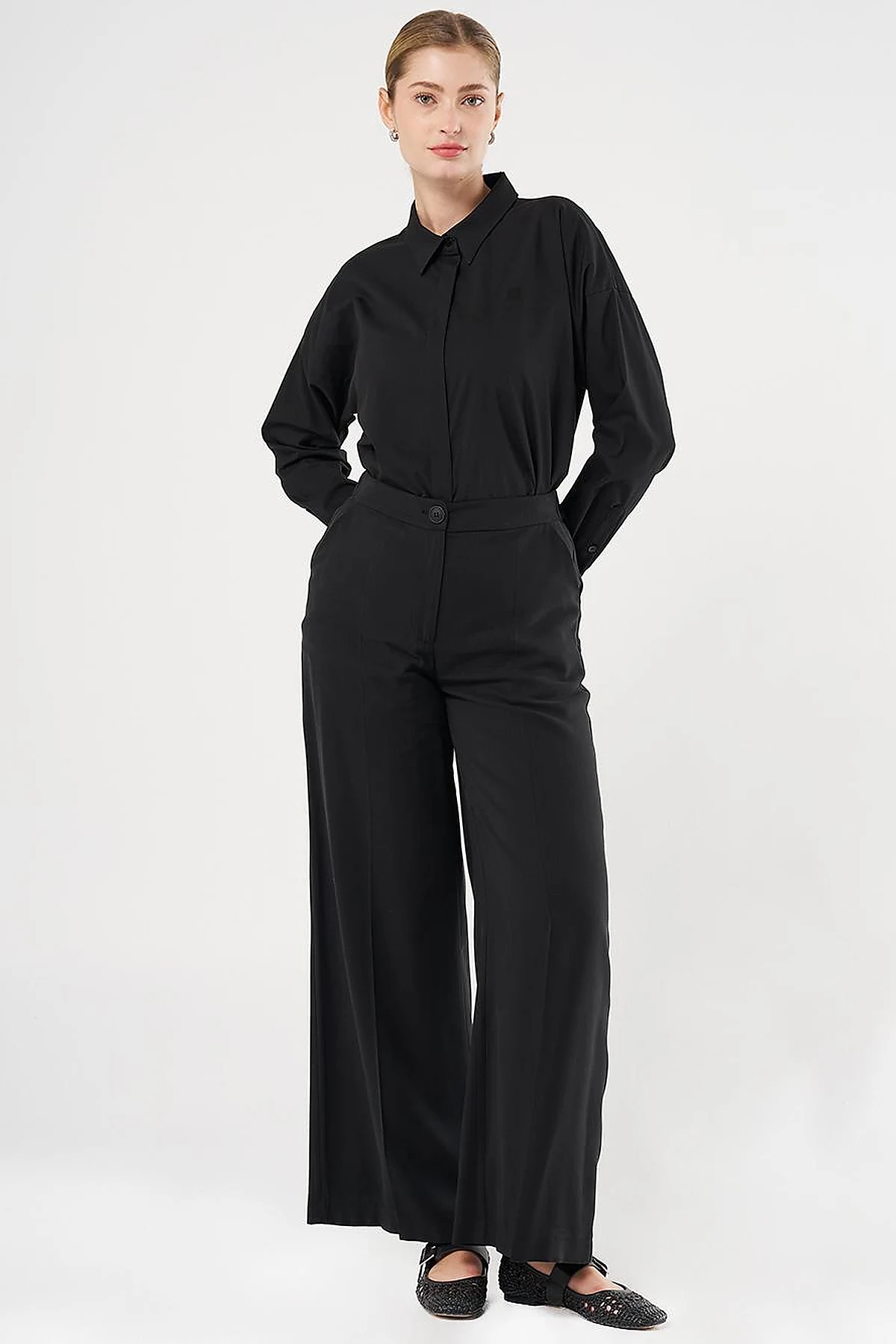  Saddle Stitch Rayon Pants Black