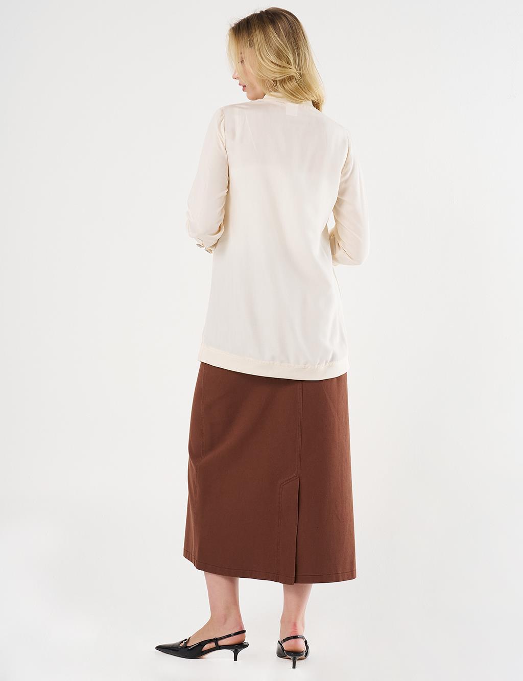 Shiny Button College Collar Tunic Ecru