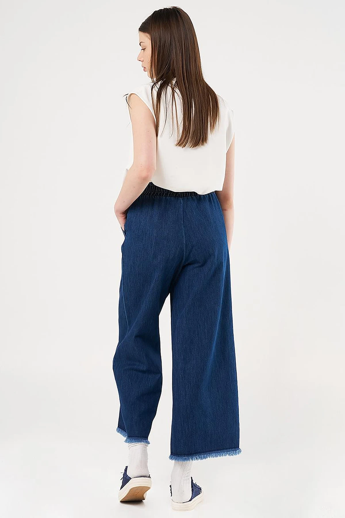 Drawstring Marine Fit Denim Pants Navy