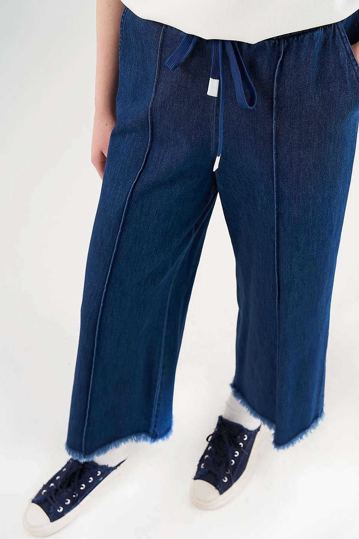 Drawstring Marine Fit Denim Pants Navy