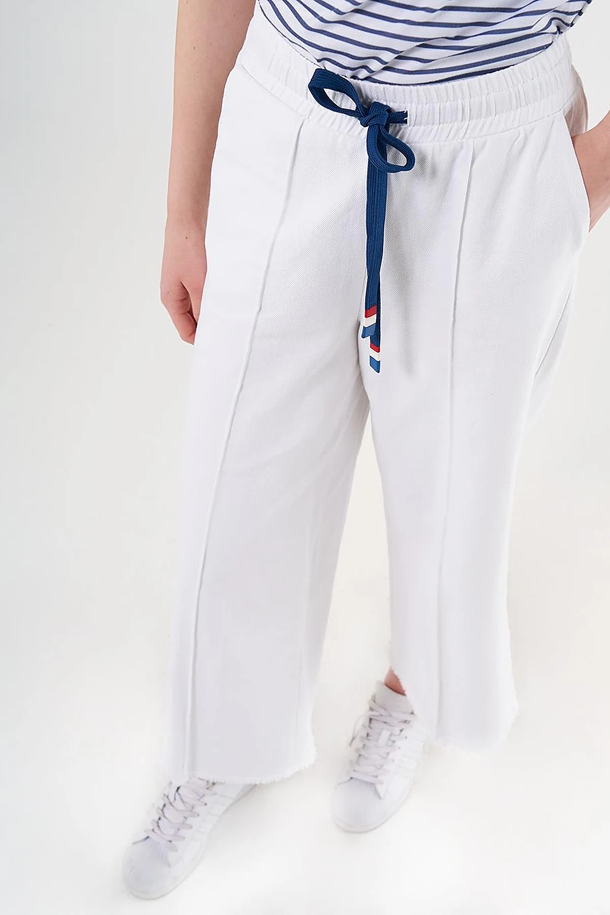 Drawstring Marine Fit Denim Pants Optical White