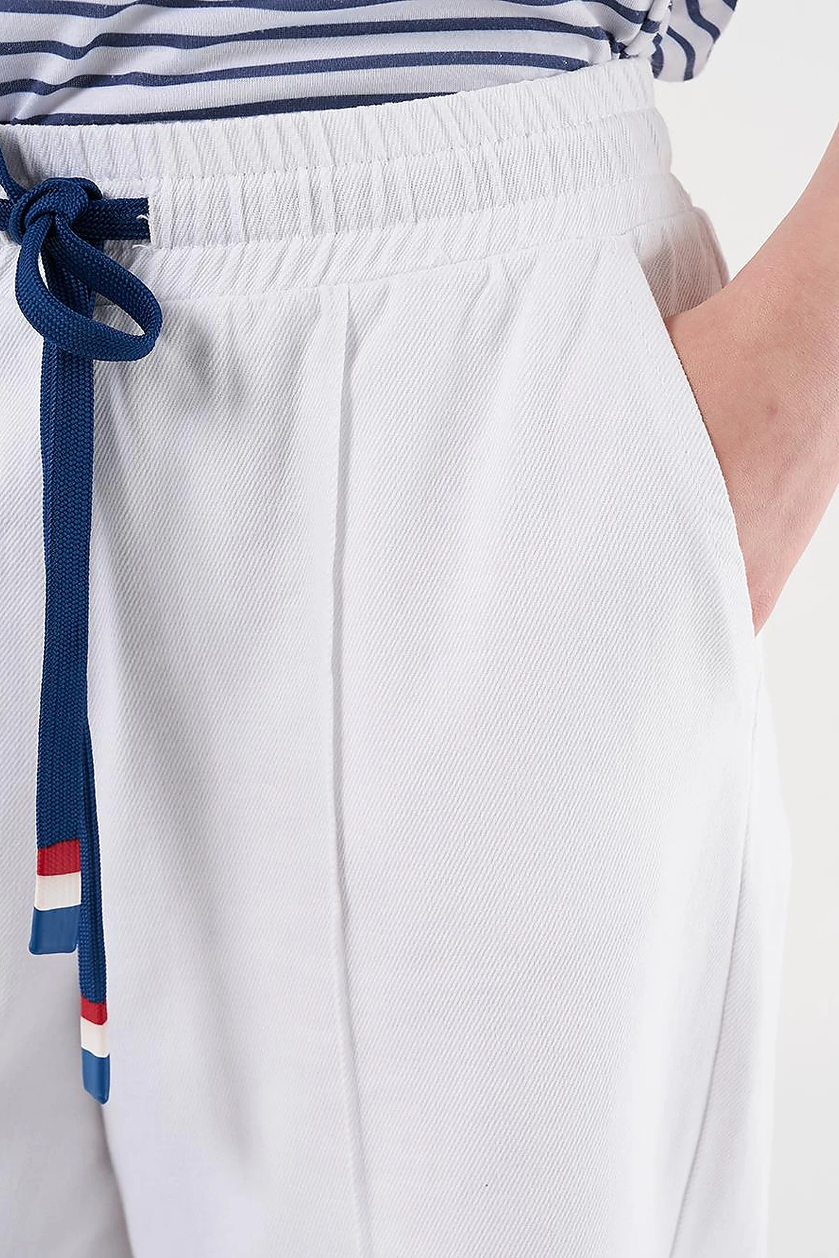 Drawstring Marine Fit Denim Pants Optical White