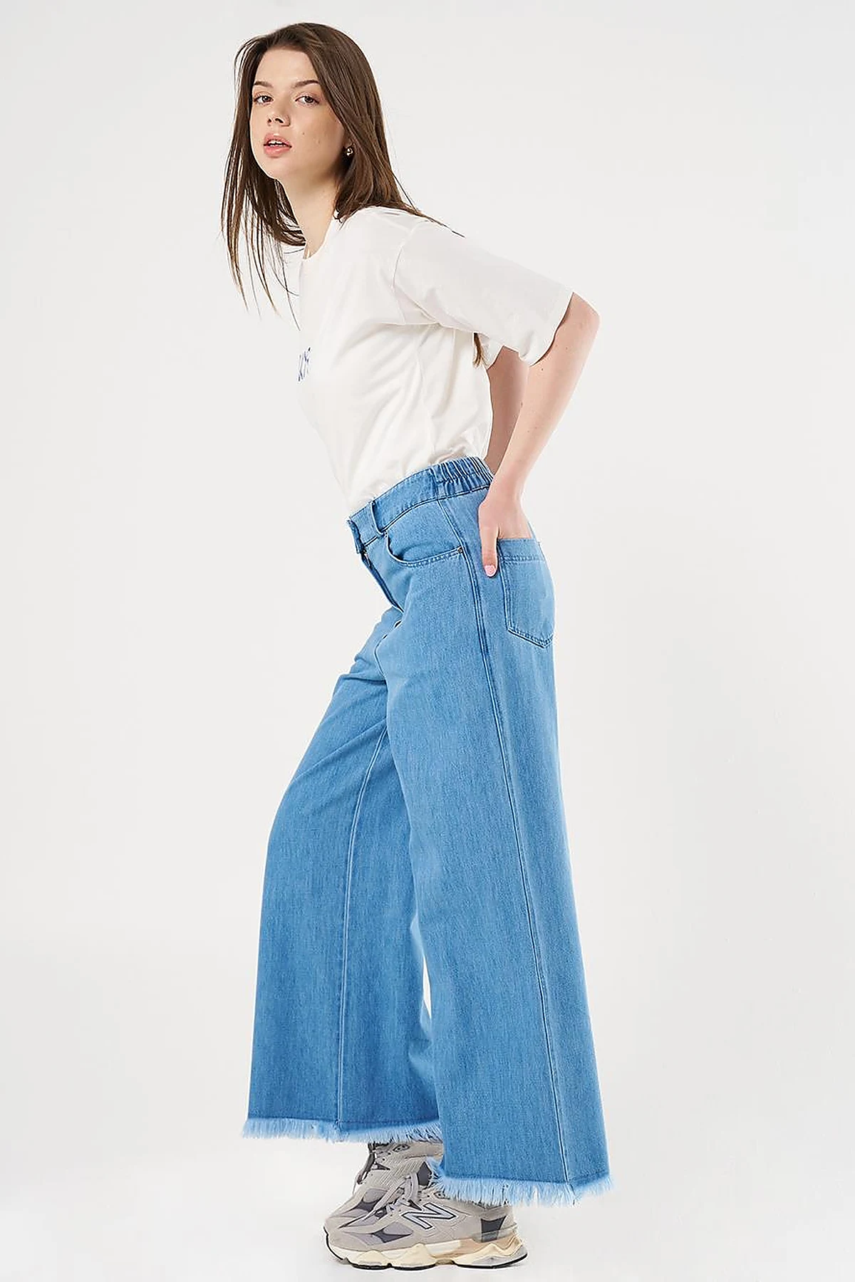 Fringed Marine Fit Denim Pants Navy Blue