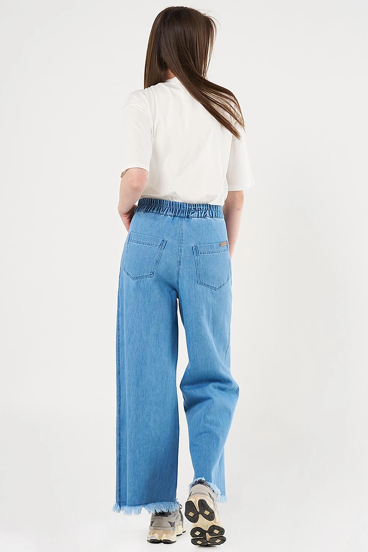Fringed Marine Fit Denim Pants Navy Blue