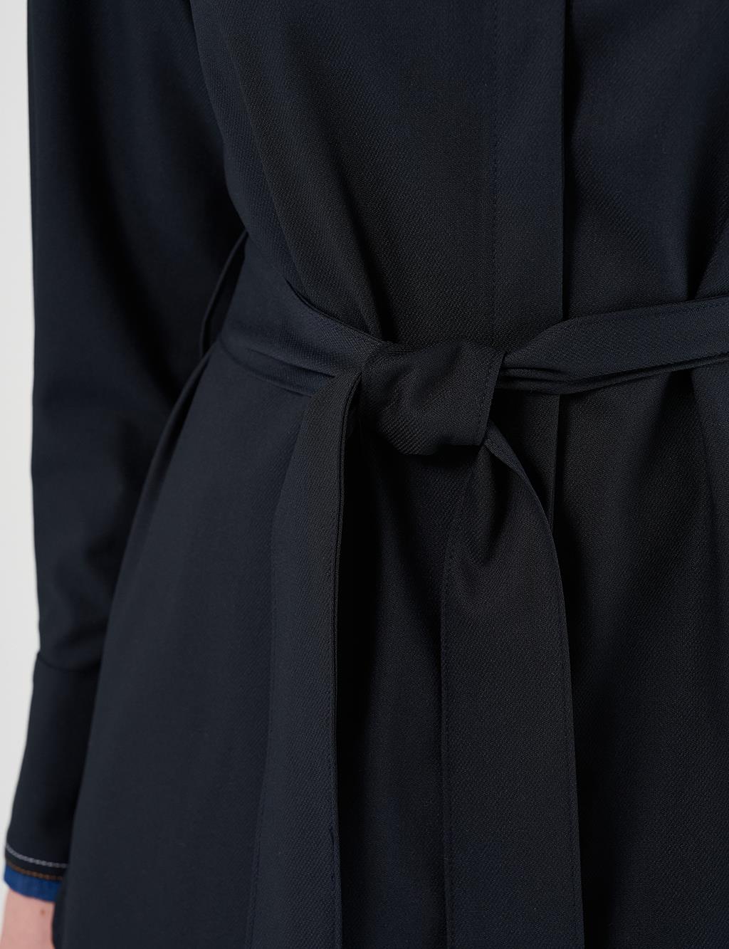 Belted Brooch Detail Tunic in Navy