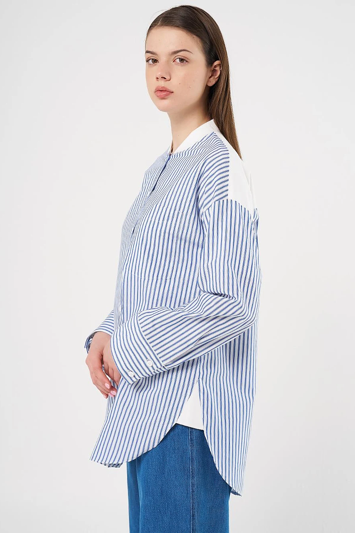 College Collar Cotton Tunic Indigo