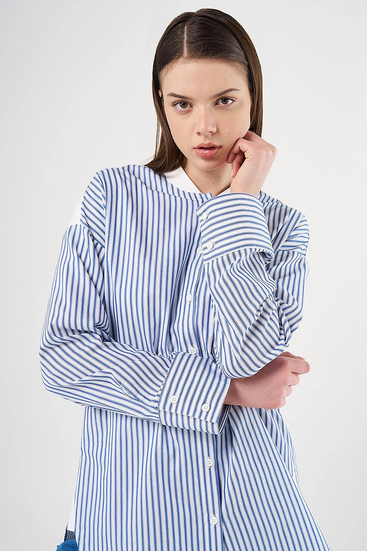 College Collar Cotton Tunic Indigo