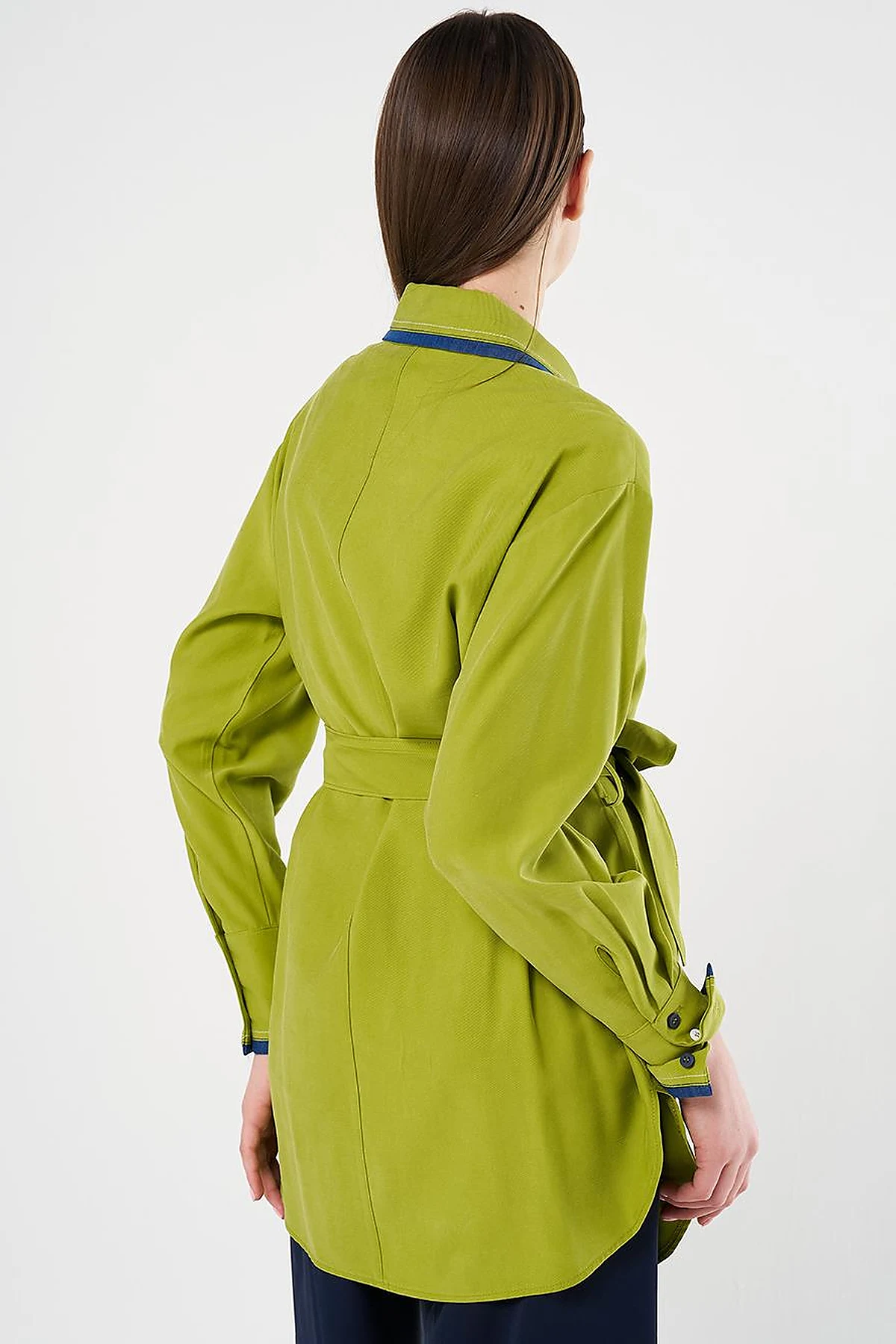 Belted Brooch Detail Tunic in Golden Lime