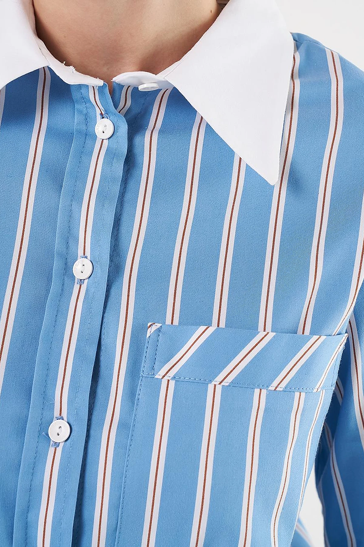 Slogan Embroidered Striped Tunic in Crown Blue