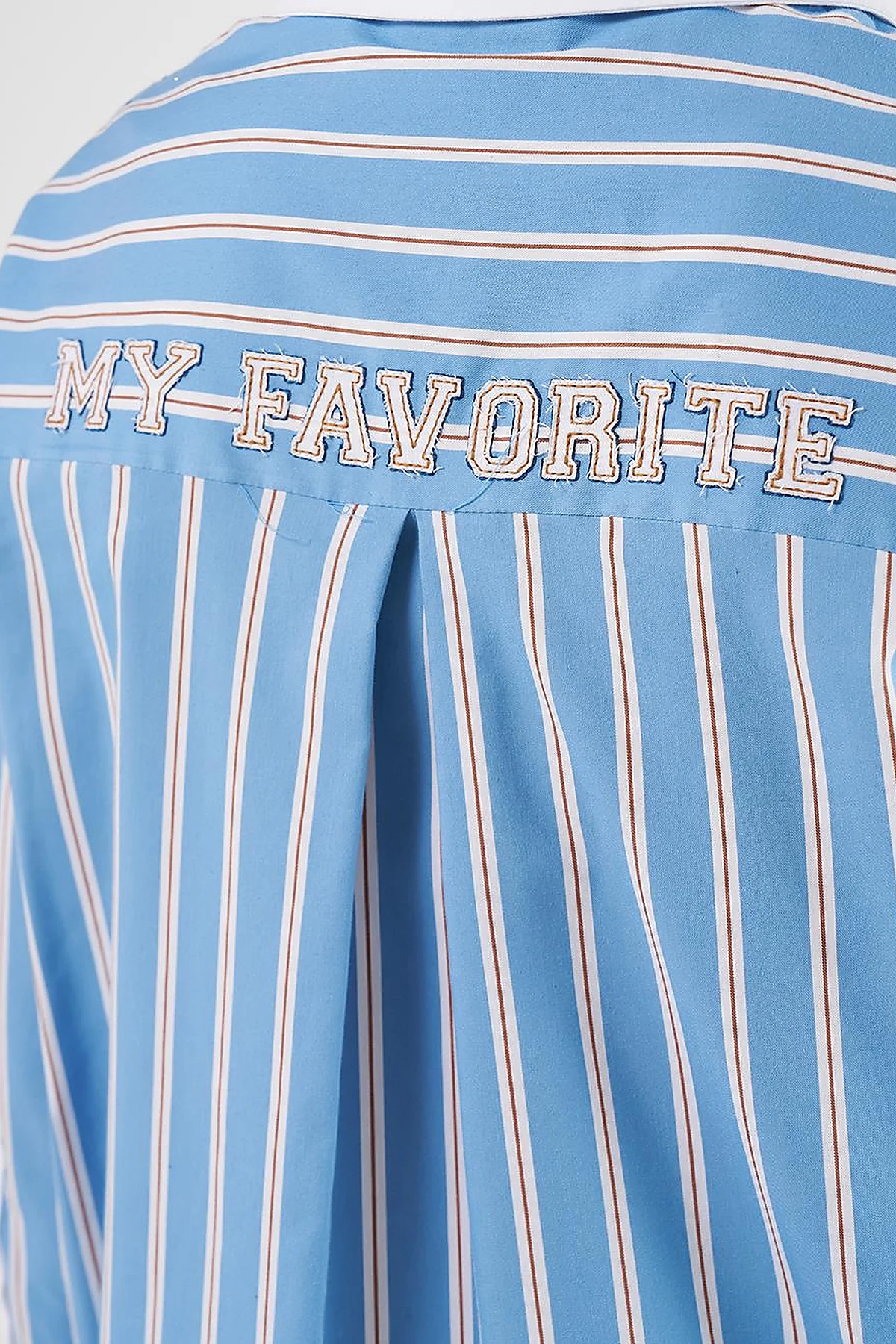 Slogan Embroidered Striped Tunic in Crown Blue