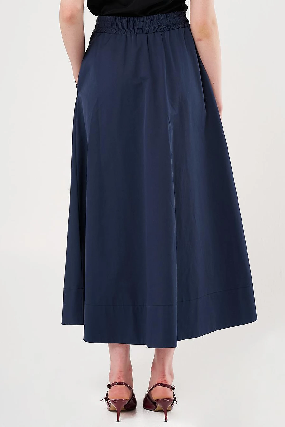 Pocket Detail Flared Skirt Dark Navy