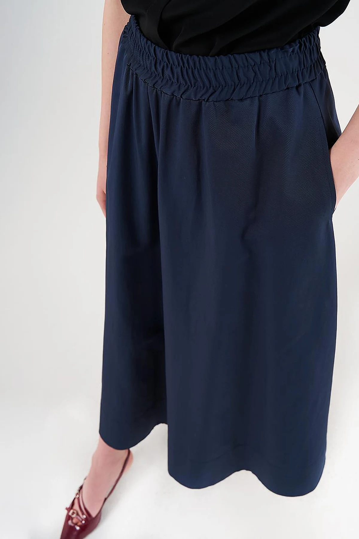 Pocket Detail Flared Skirt Dark Navy