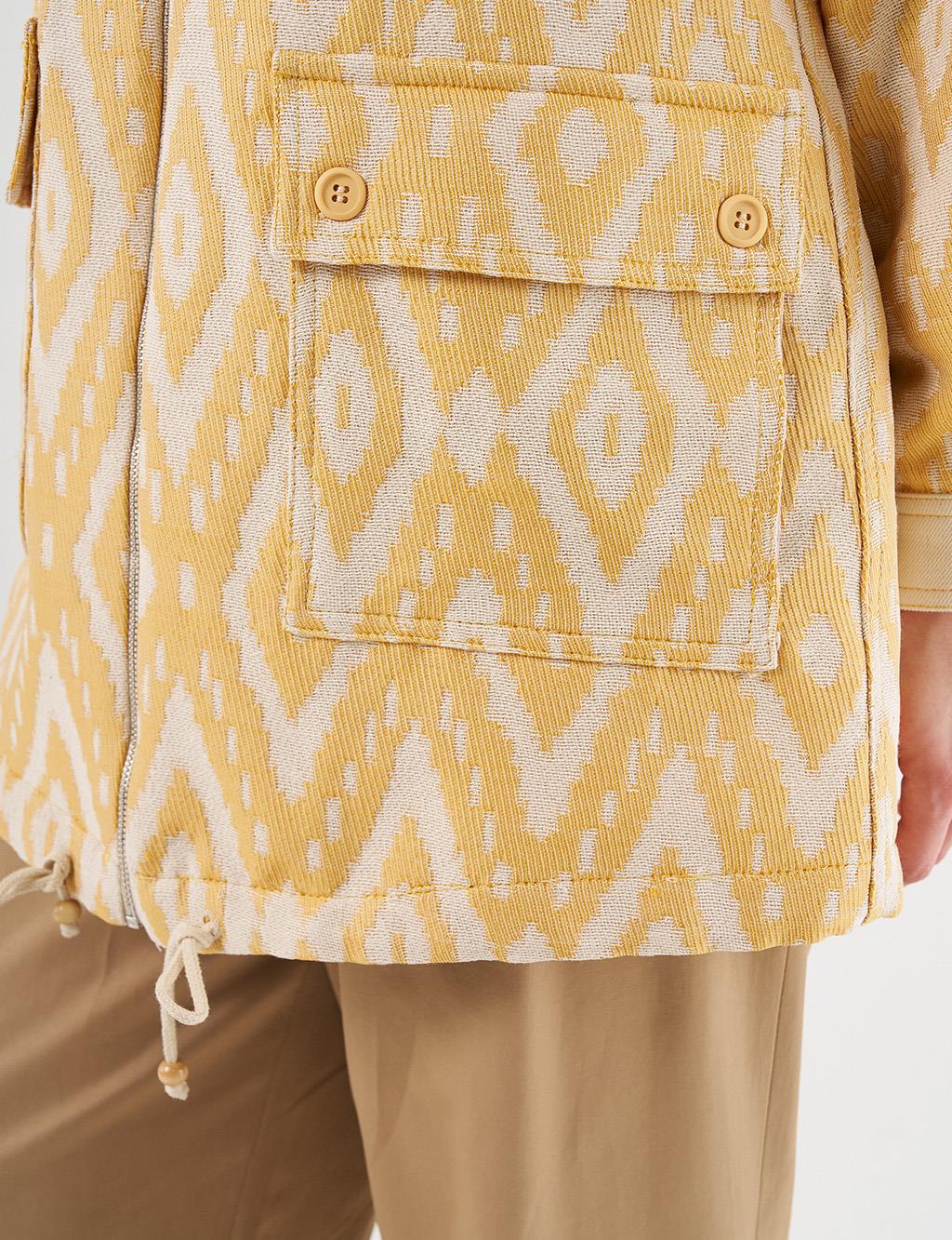  Wide-Pocket Denim Trim Jacket in Saffron